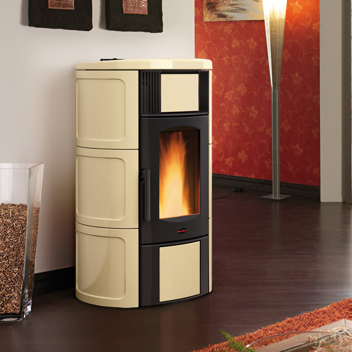 Extraflame Iside Idro H15 poêle à granulés bouilleur Majolique Parchemin