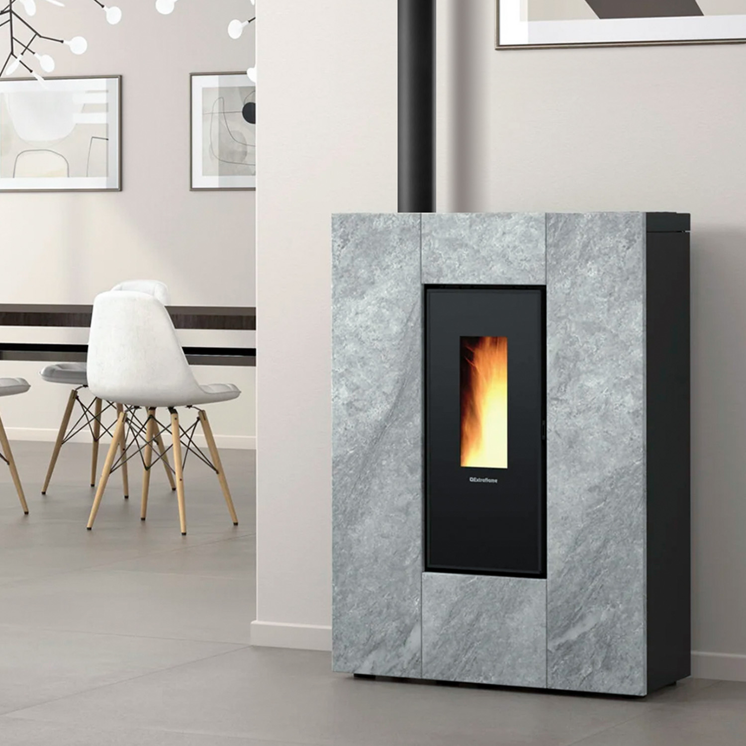 Extraflame Marilena Plus 5.0.16 poêle à granulés acier pierre naturelle