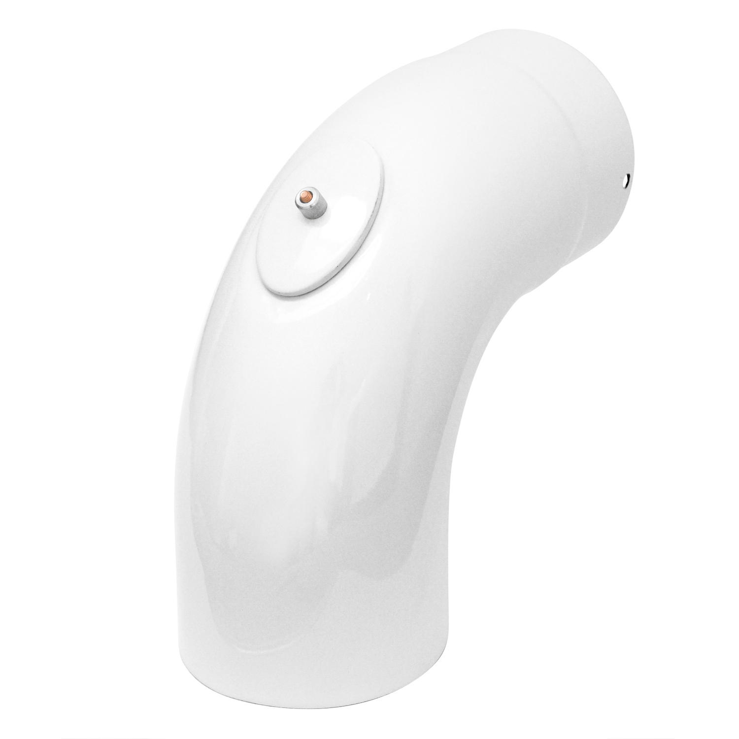 Coude de conduit de fumée / Coude de tuyau de poêle émaillé 150 mm - Coude lisse à 90° blanc avec ouverture de nettoyage