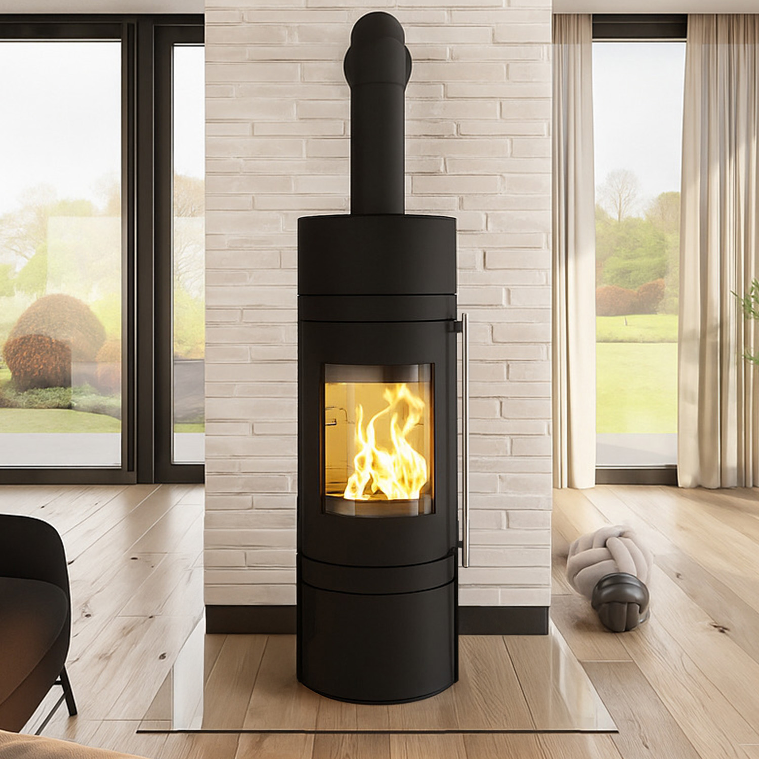 Haas+Sohn MENTON RLU poêle à bois sans socle en bois noir profond