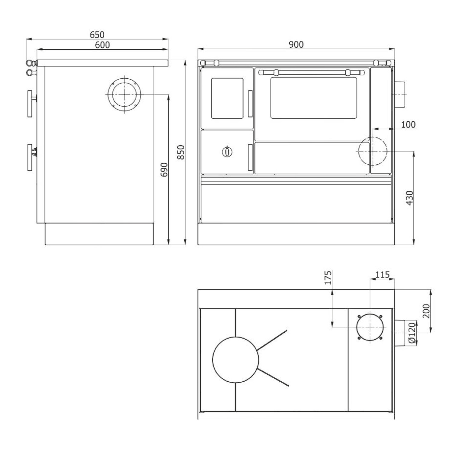 Westminster K76F-90 Cuisinière à bois Noir