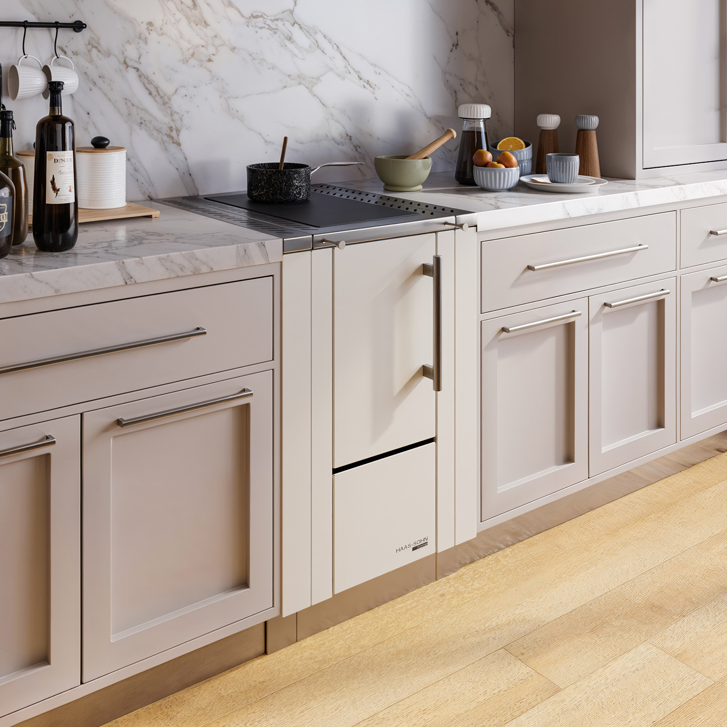 Haas+Sohn HS 40 sans vitre cuisinière à bois blanche cadre de cuisinière acier inoxydable plaque de cuisson en acier