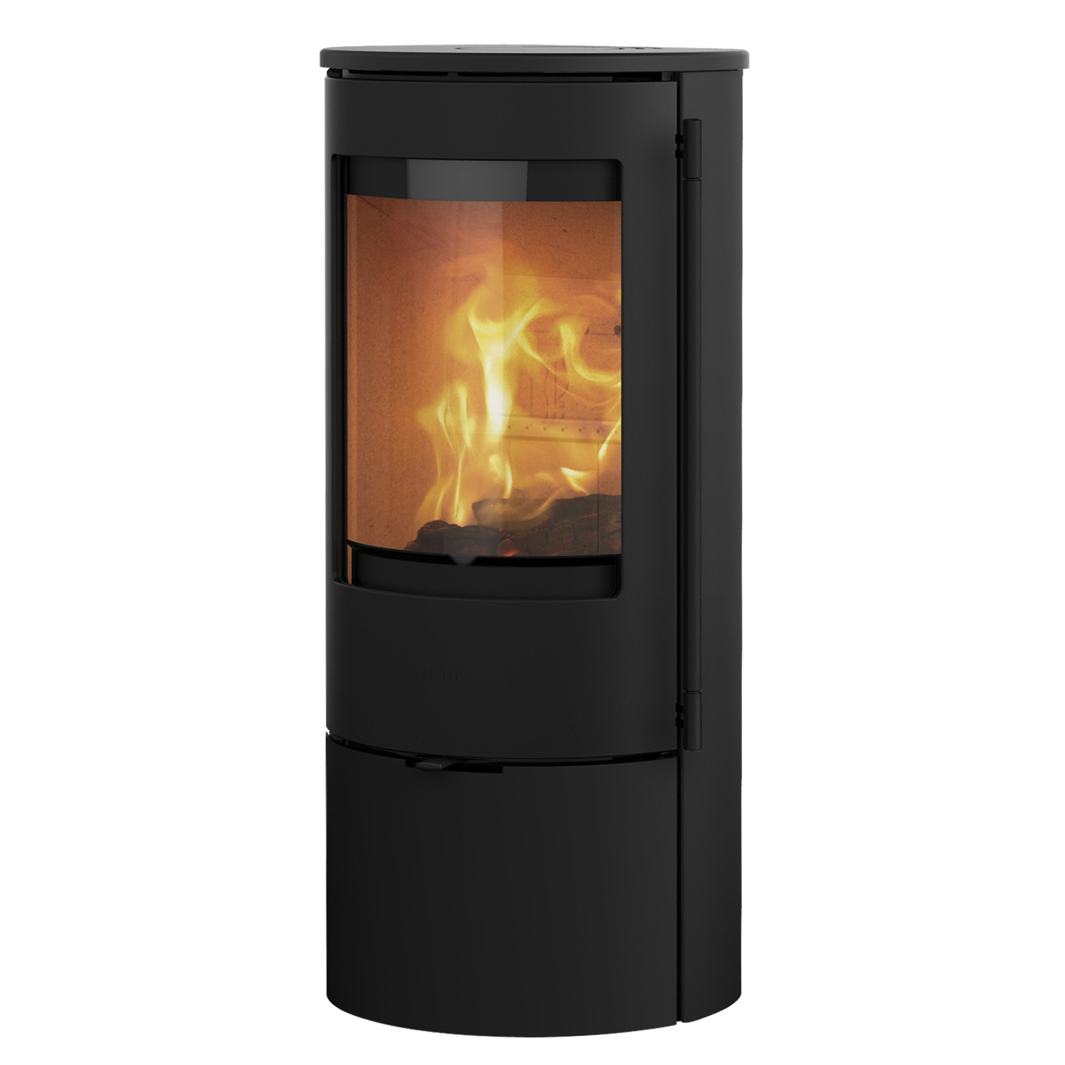 Lotus Prestige Basic Poêle à bois en acier noir, DIBt, raccordement du conduit de fumée à l'arrière.