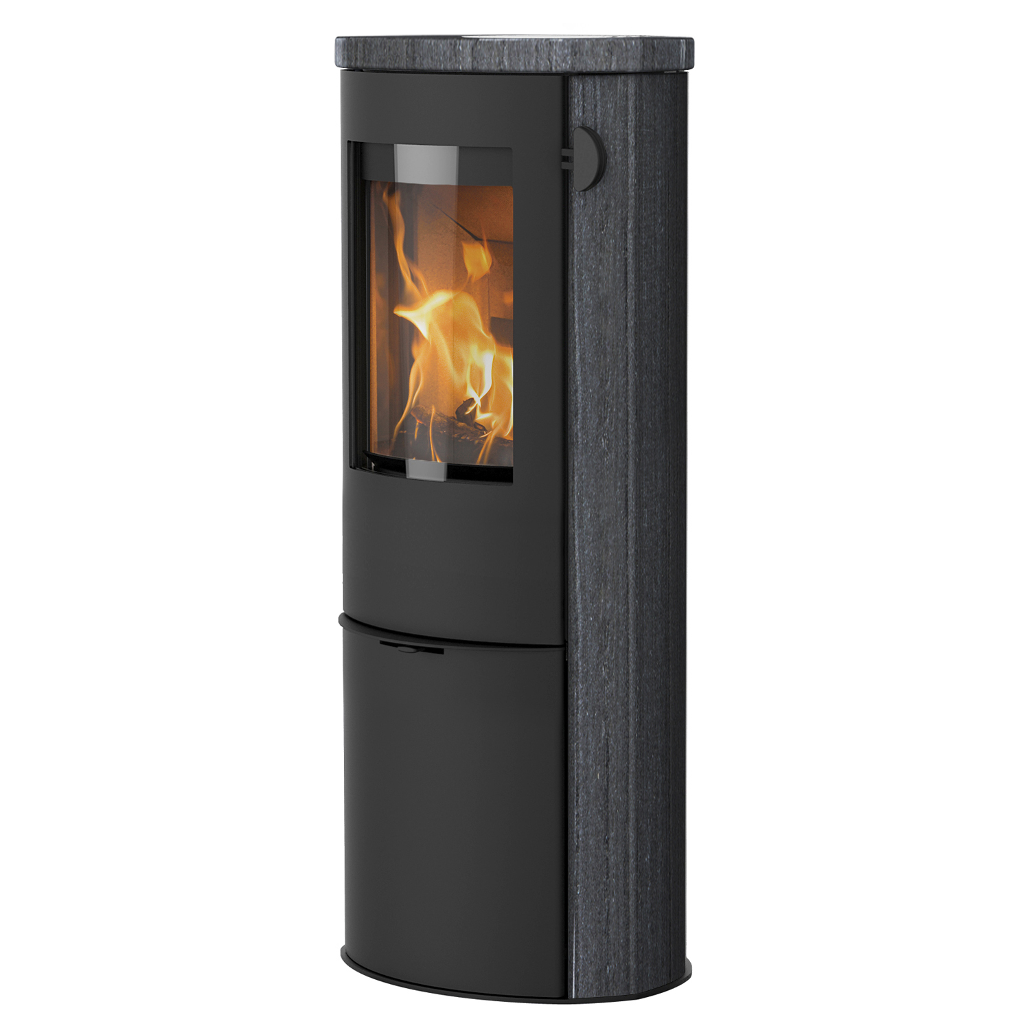 Lotus Liva 6 Poêle à bois Indian Night, porte noire, sortie de fumée arrière