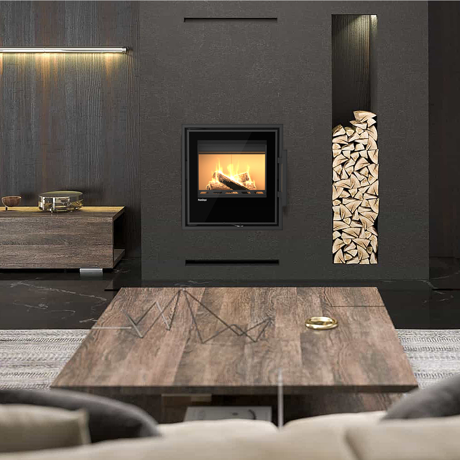 Insert de cheminée HS Flamingo S5 Acier Noir Manuel