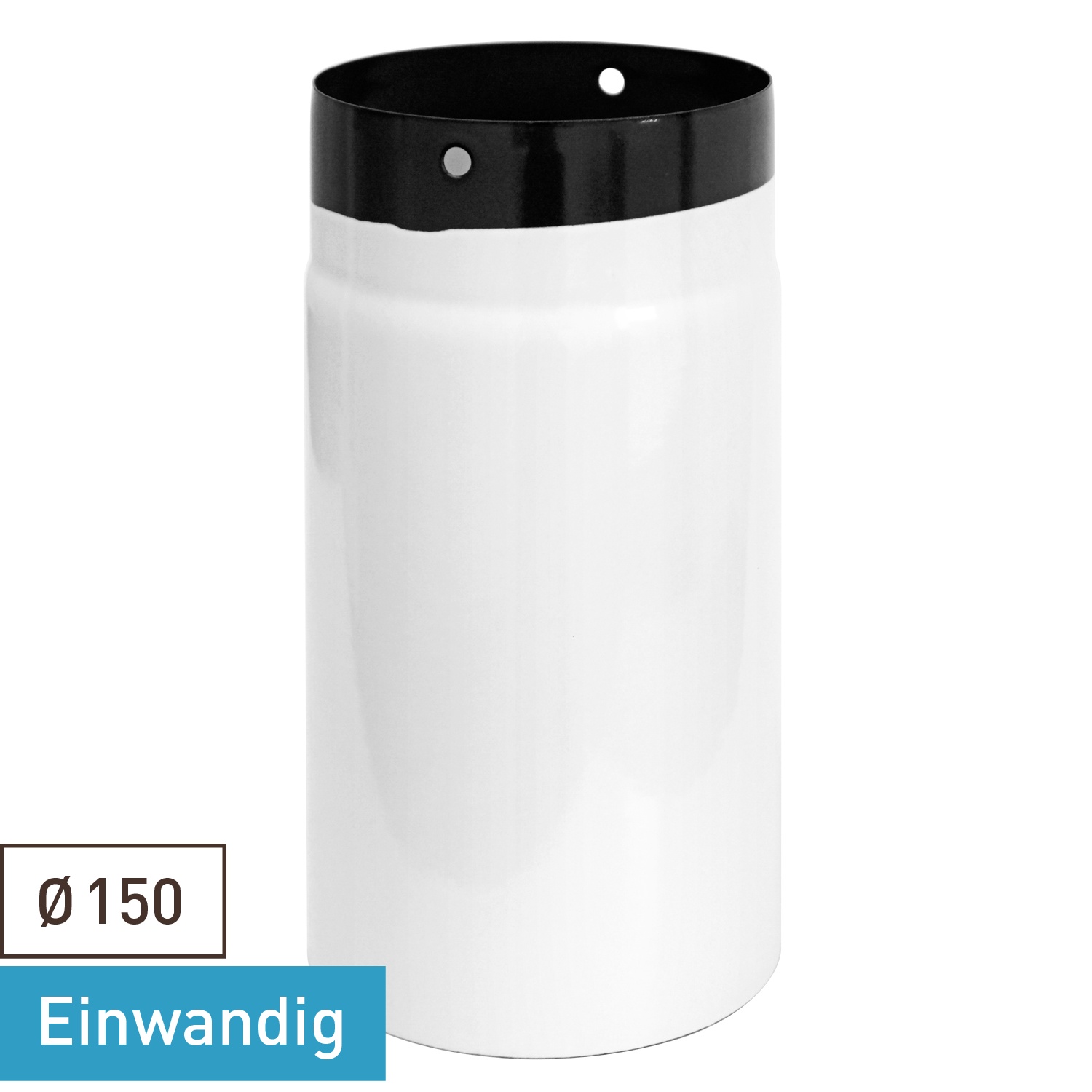 Tuyau de fumée / Tuyau de poêle émaillé 150 mm - 250 mm Blanc