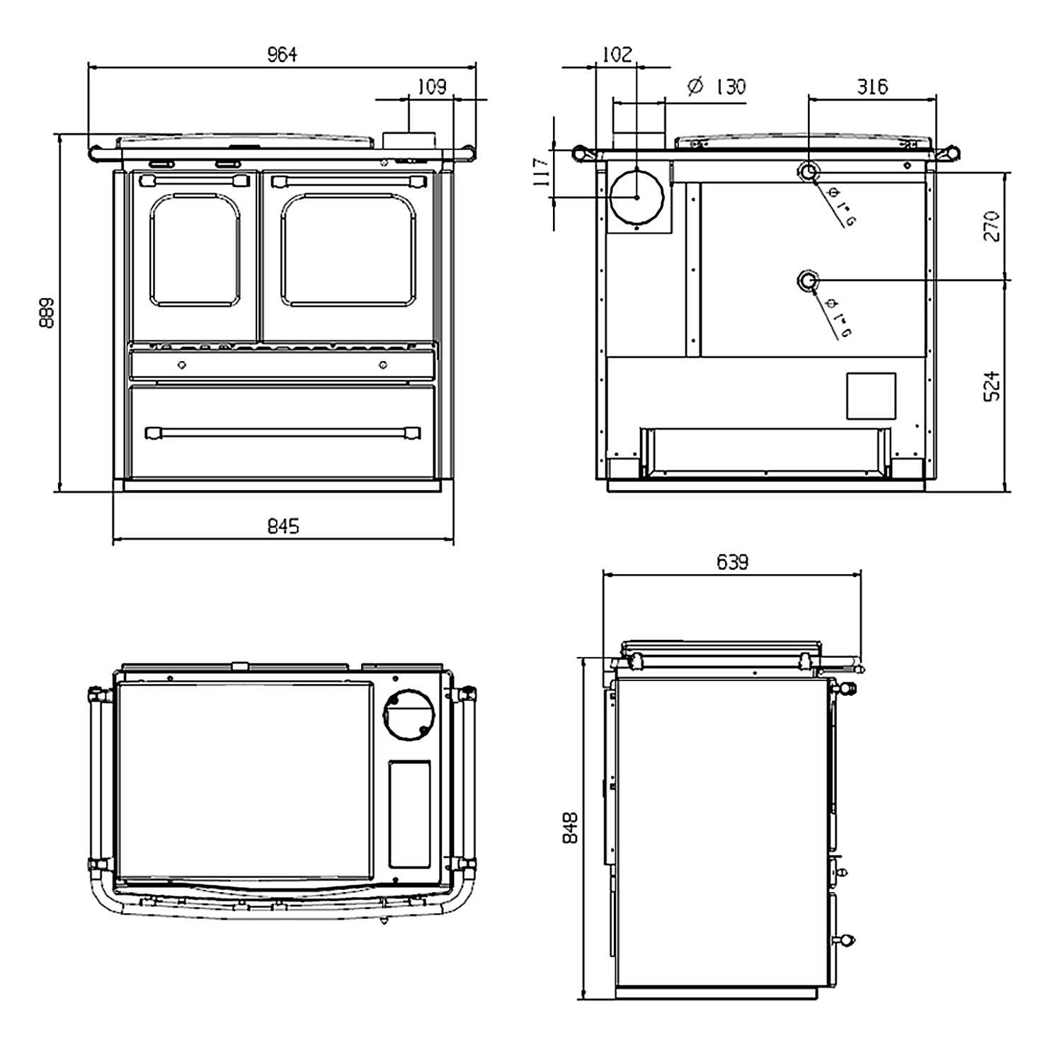Cuisinière à bois avec bouilleur La Nordica Termosovrana Anthracite