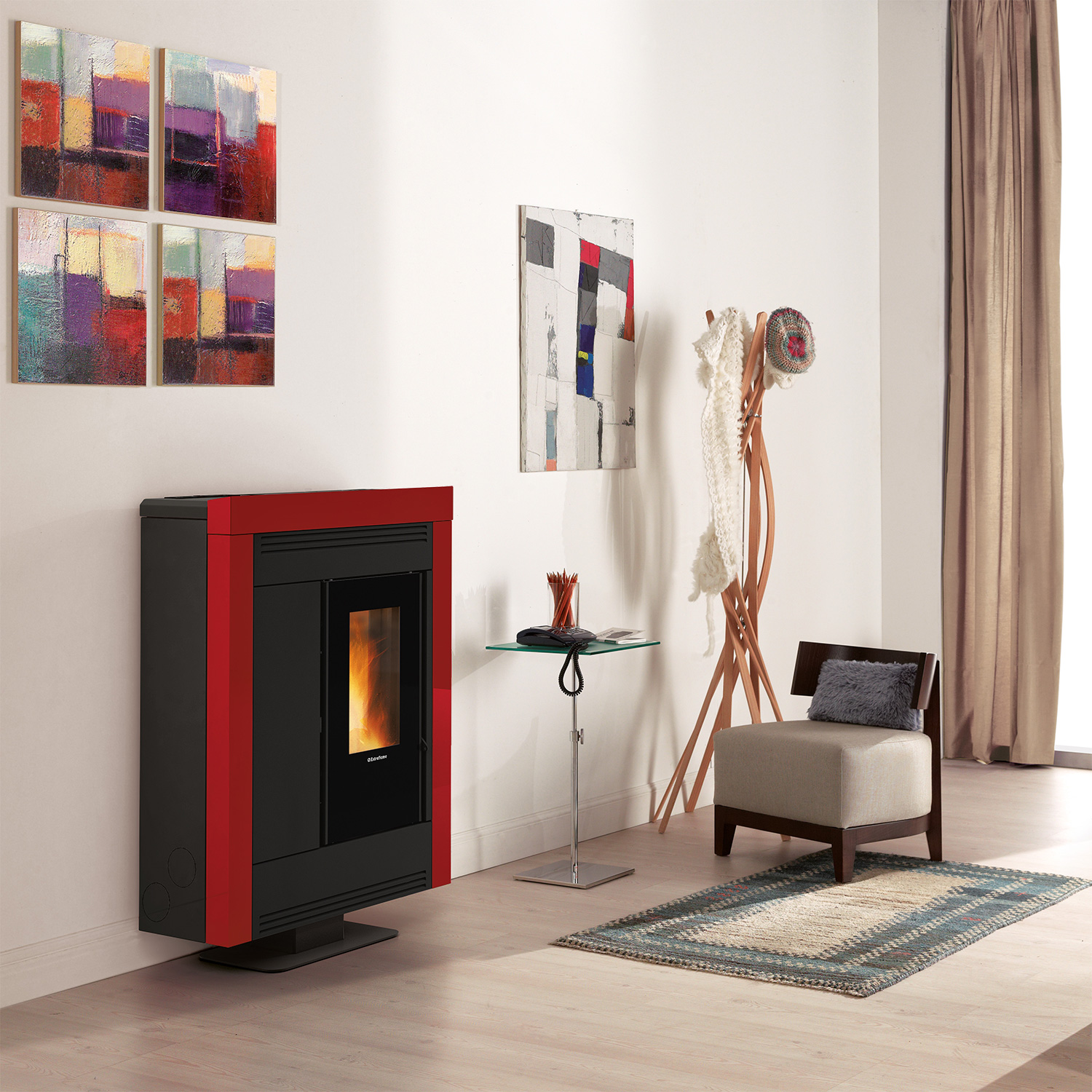 Extraflame Souvenir Steel EVO Poêle à granulés Acier Bordeaux