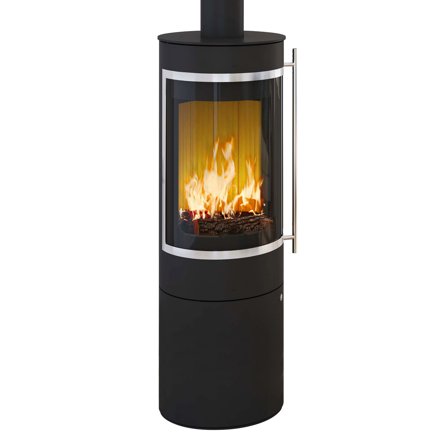 Olsberg Pular Plus Compact Poêle à bois Noir Cadre décoratif chromé