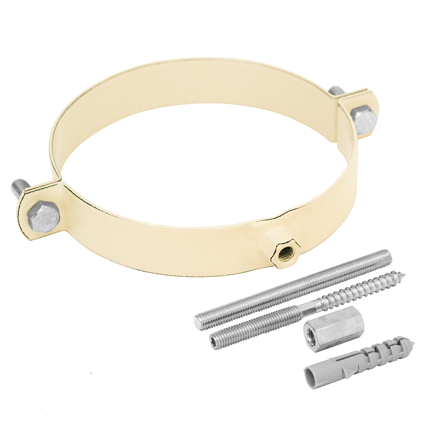 Raik conduit de fumée / tuyau de poêle émaillé 150mm - collier de serrage ivoire