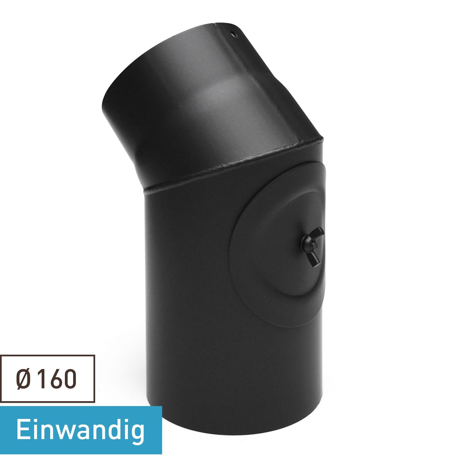 Raik Basic coude de tuyau de fumée 160mm noir 45° avec porte pour tuyau de fumée / conduit de fumée