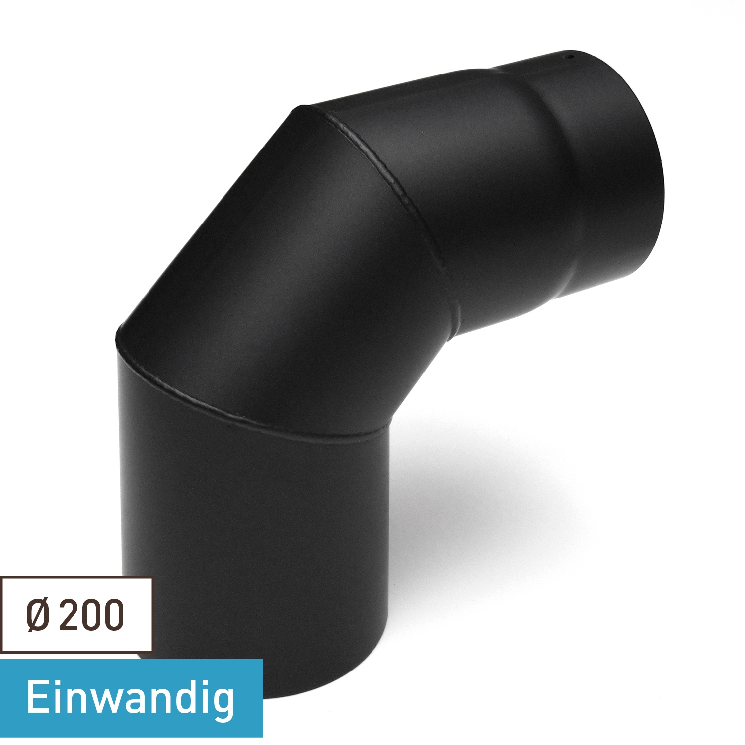 Raik Basic coude de tuyau de fumée 200mm noir 90° sans porte pour tuyau de fumée / conduit de fumée