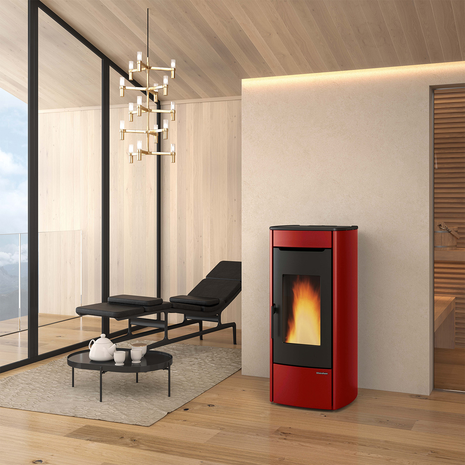 Extraflame Marina Idro 16 H13 poêle à granulés bouilleur acier bordeaux