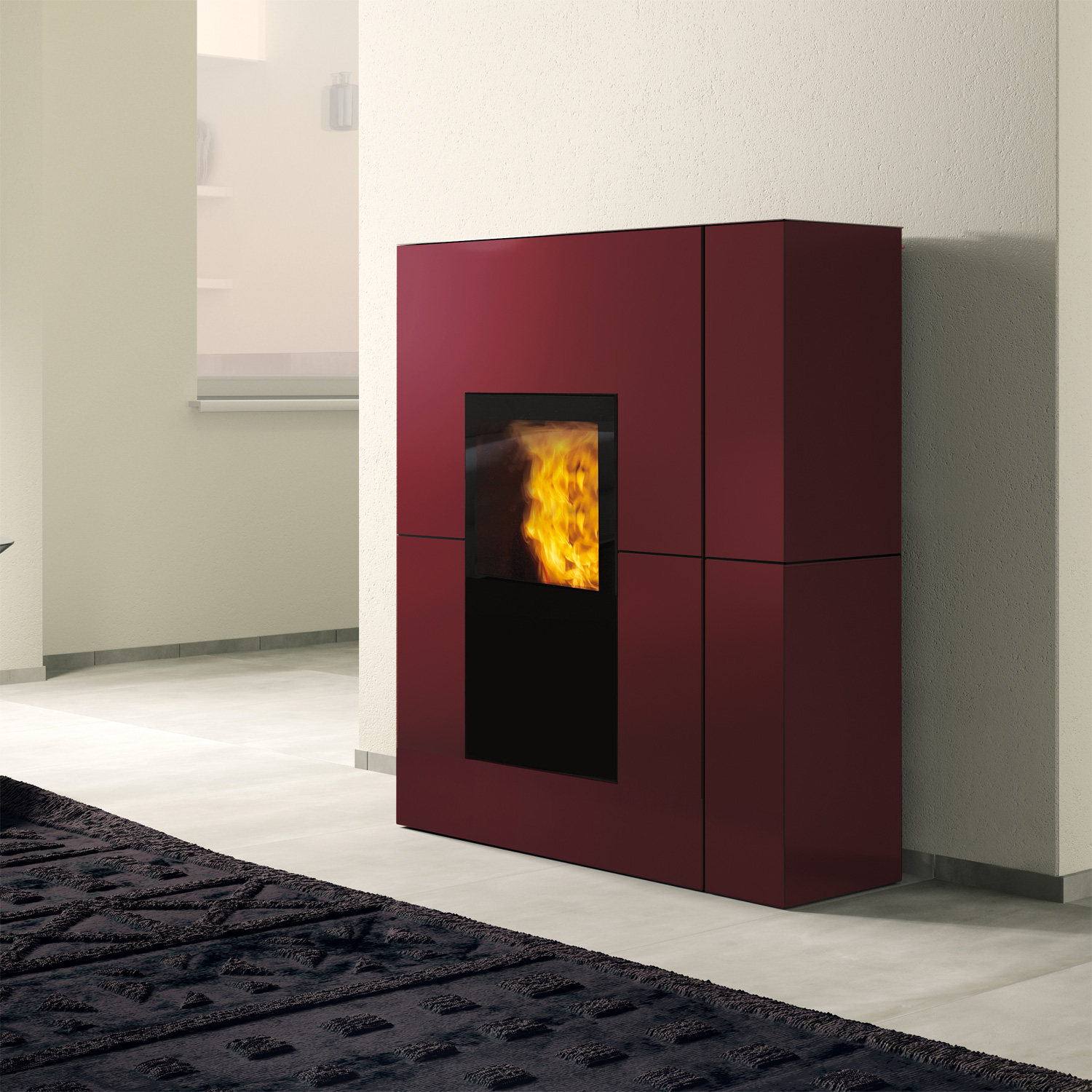 Edilkamin Blade H 23 Evo poêle à granulés bouilleur acier Bordeaux inclus kit R-FX