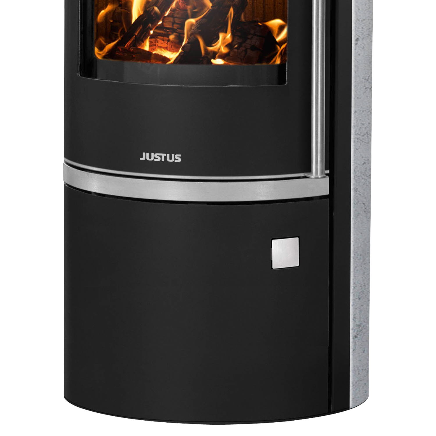 Justus Faro Aqua 2.0 Poêle à bois avec échangeur d'eau en acier noir avec revêtement en stéatite.