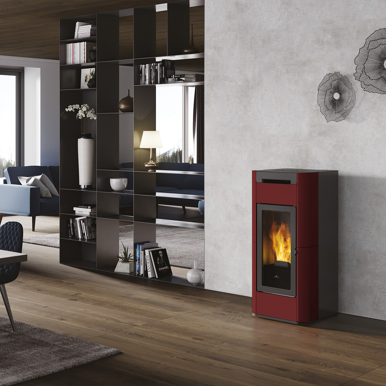 Edilkamin Tera H 25 Evo poêle à granulés hydro céramique bordeaux