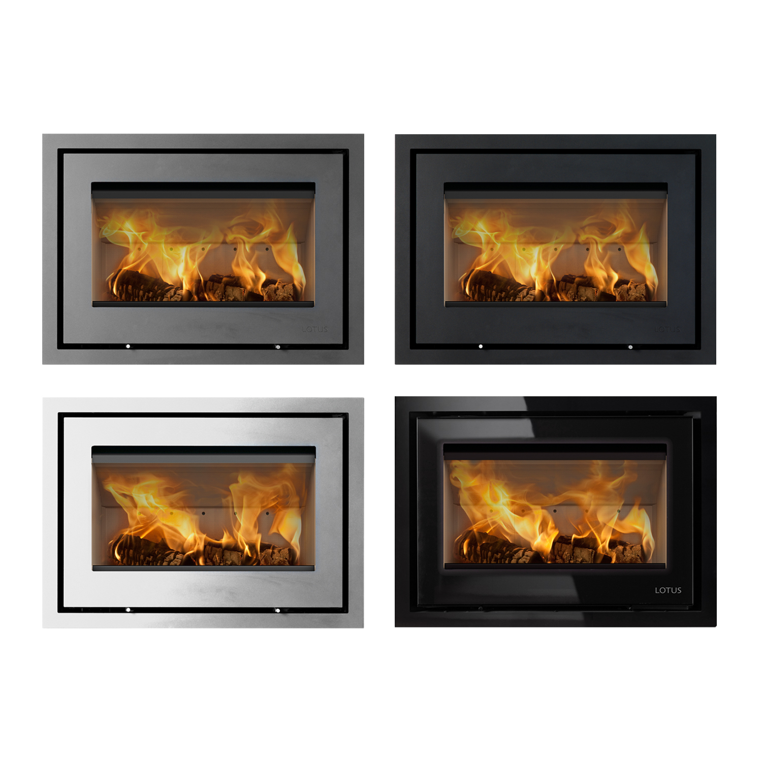 Lotus H370 Petite Insert de Cheminée Black Magic / Charnières à gauche