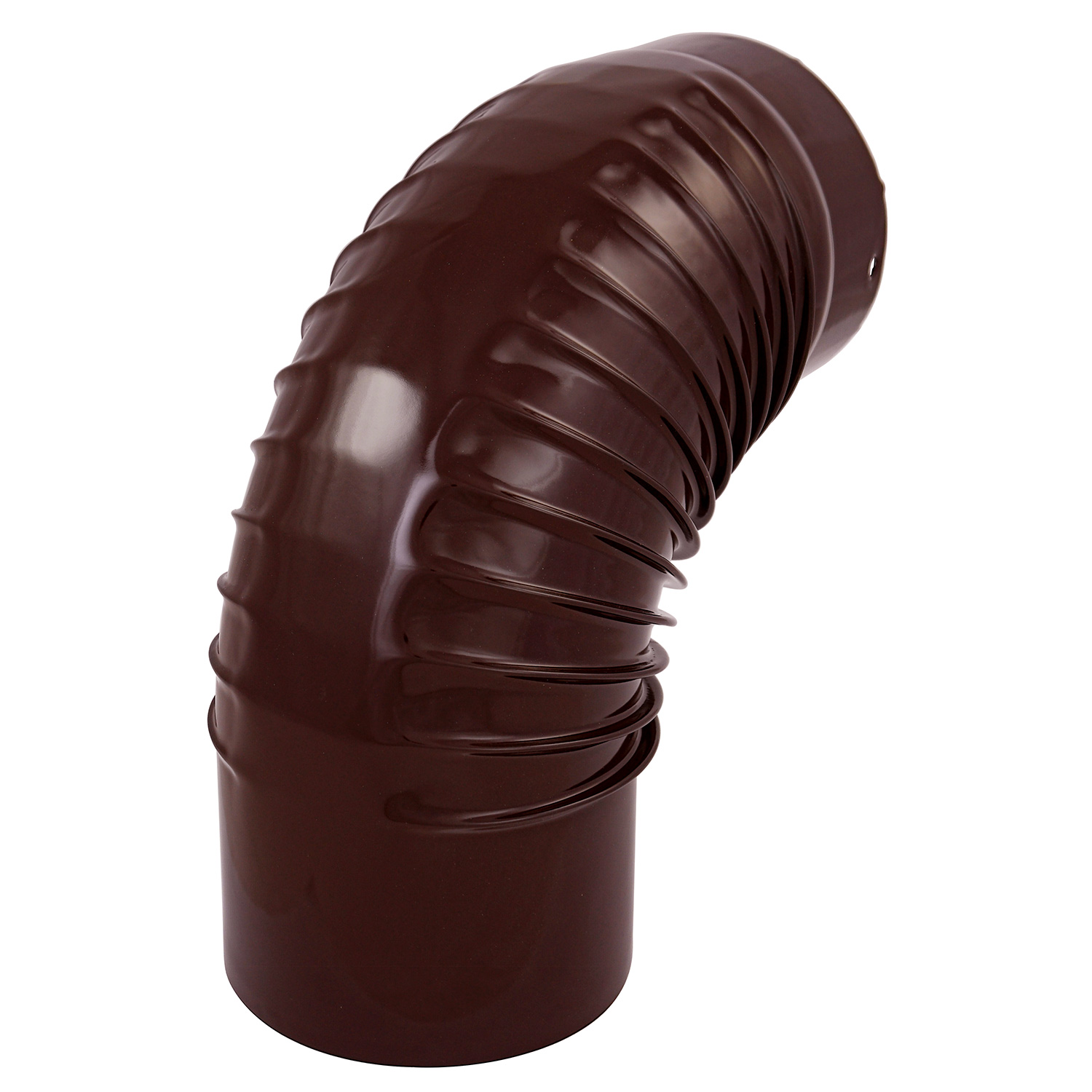 Coude de tuyau de poêle émaillé 150 mm - Coude à 90° nervuré marron