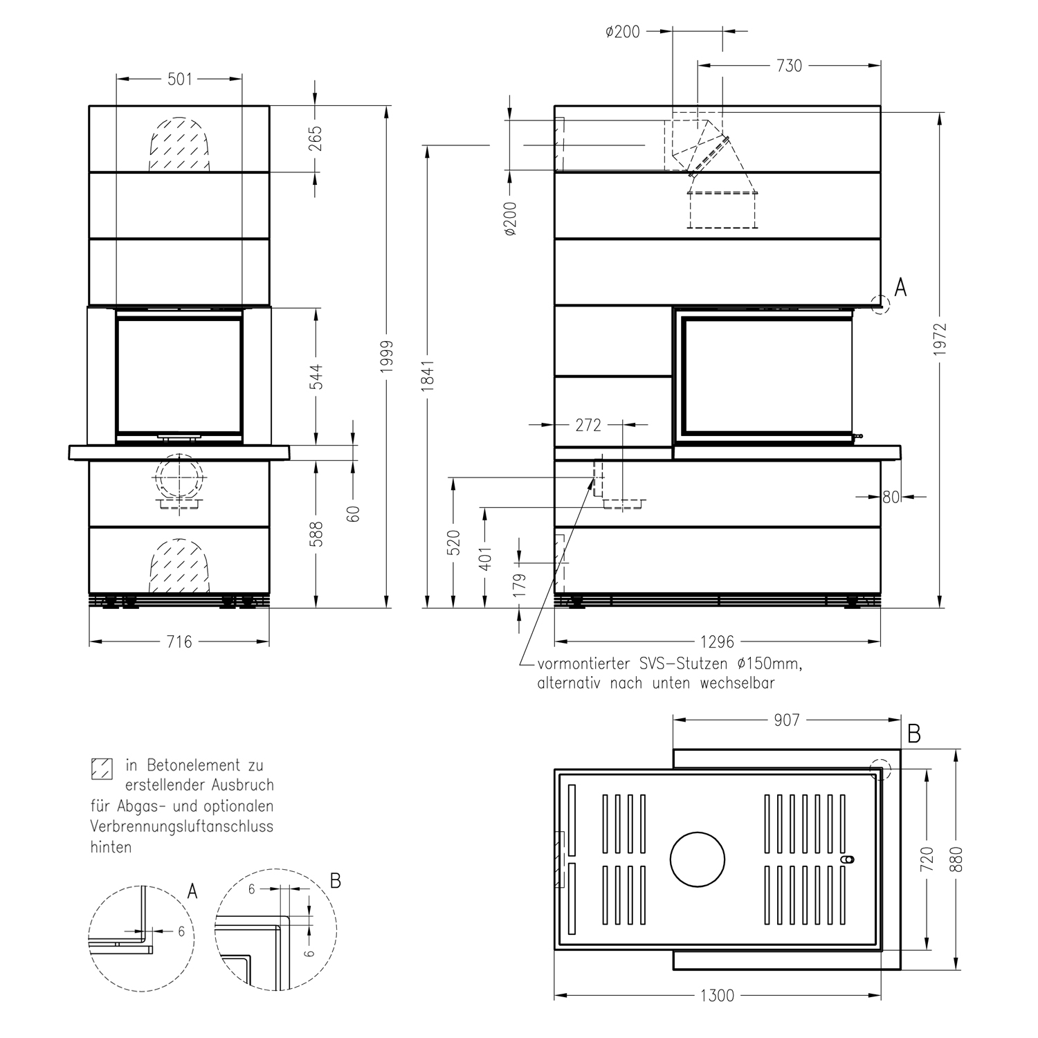 Kit de cheminée Spartherm SIM 1/3/Arte U-70h-4S Nature