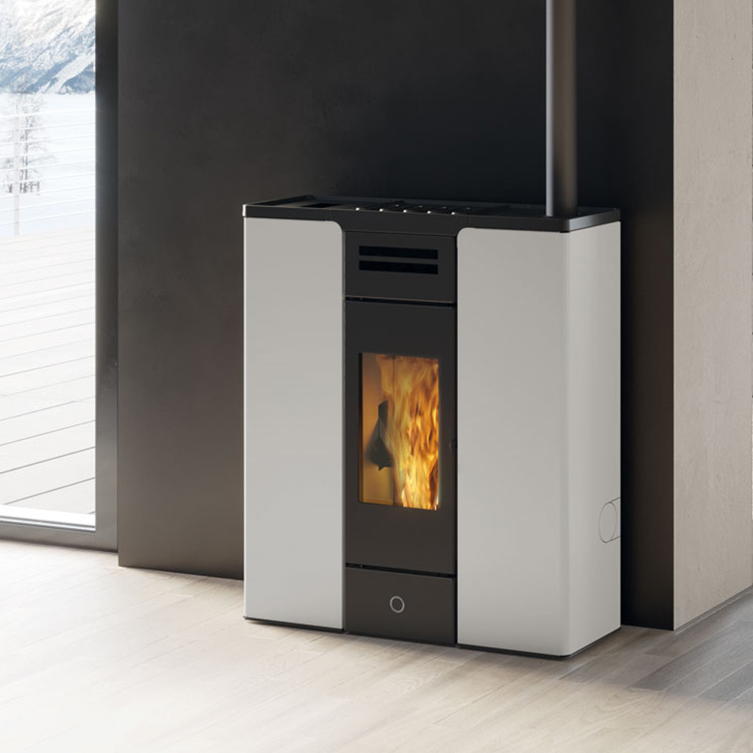 EK63 Entity 90+ Evo Poêle à granulés acier blanc