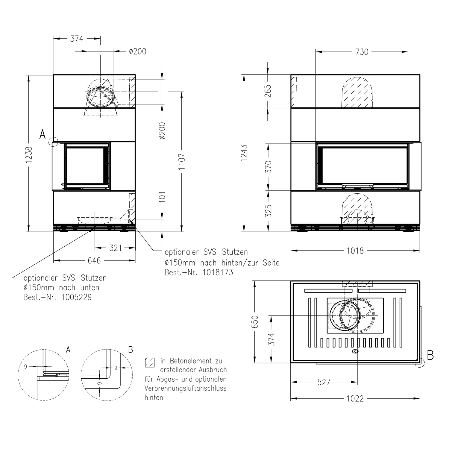 Kit de cheminée Spartherm SIM 1/3/Varia AS-2Rh-4S Nature