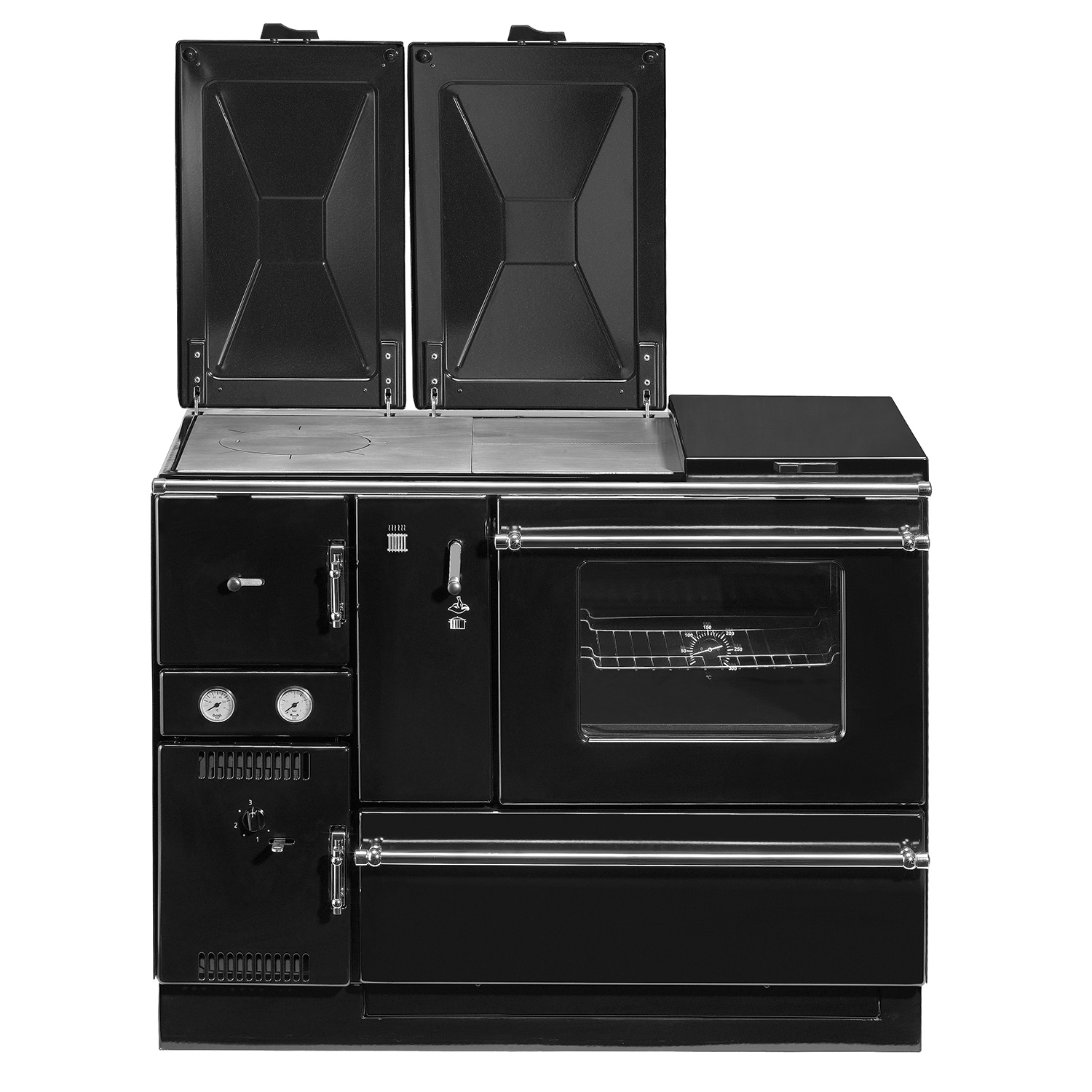 Wamsler K 178 Poêle à bois avec raccordement à l'eau Noir Tuyau de fumée à droite