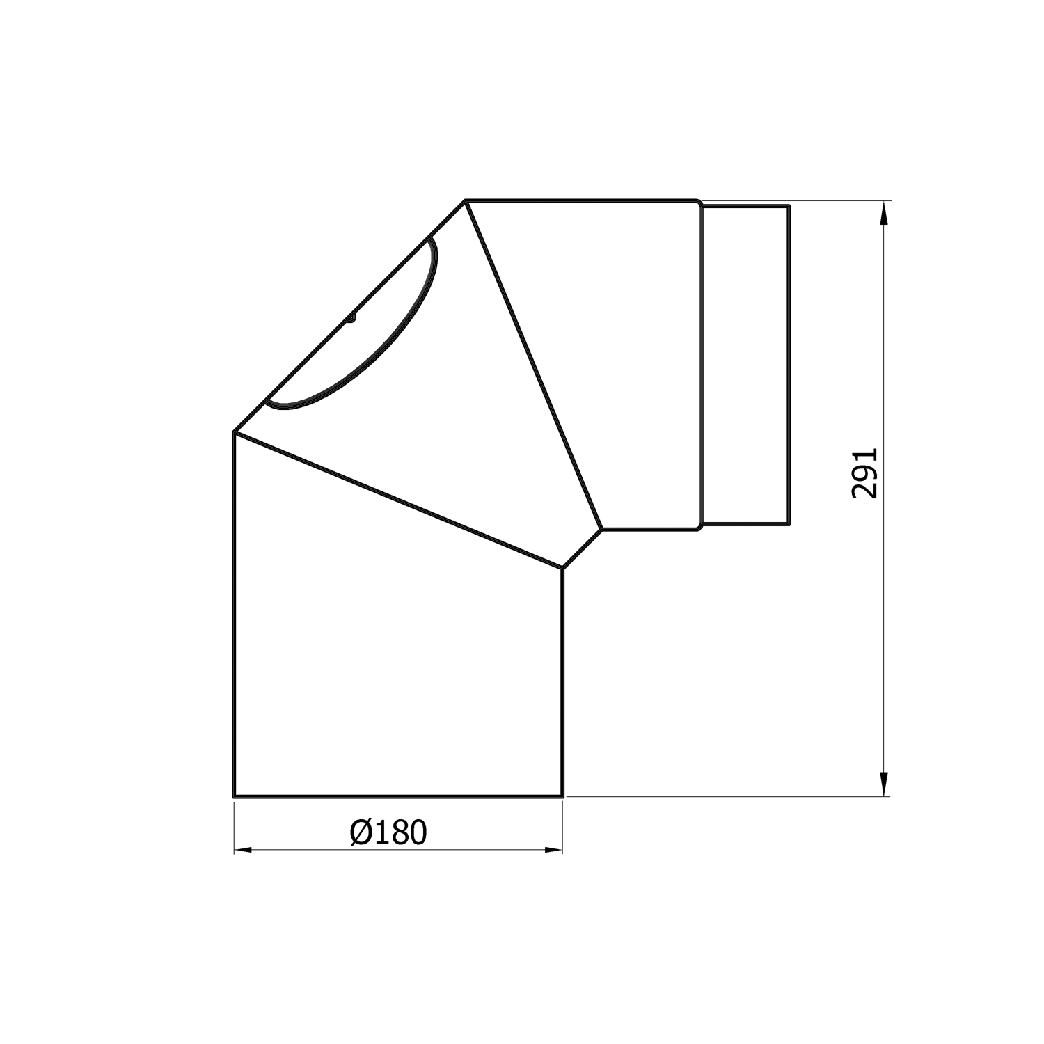 Raik Basic coude de tuyau de fumée 180mm noir 90° avec porte pour tuyau de fumée / conduit de fumée