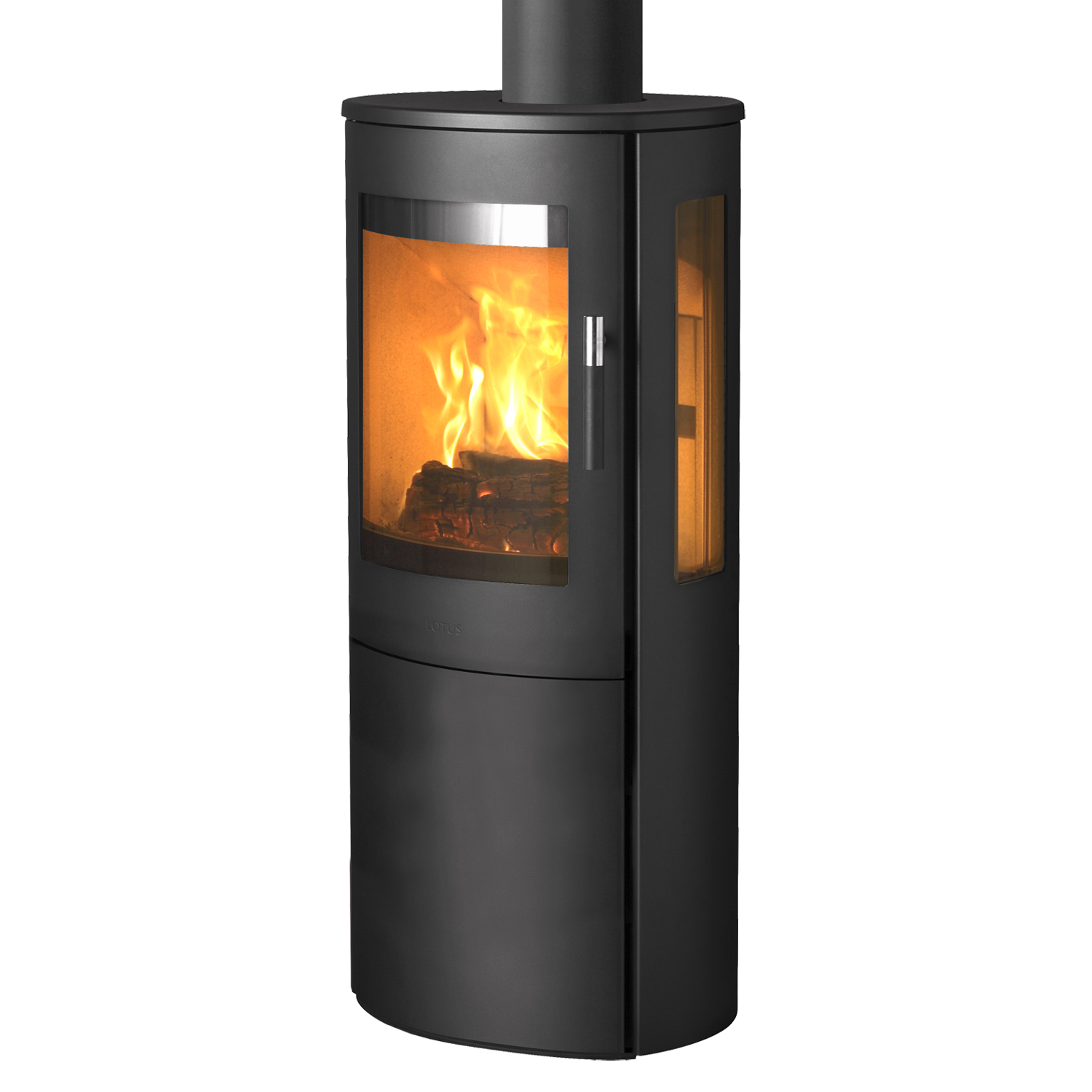 Poêle à bois Lotus Mira 4 Noir, évacuation des fumées par le haut