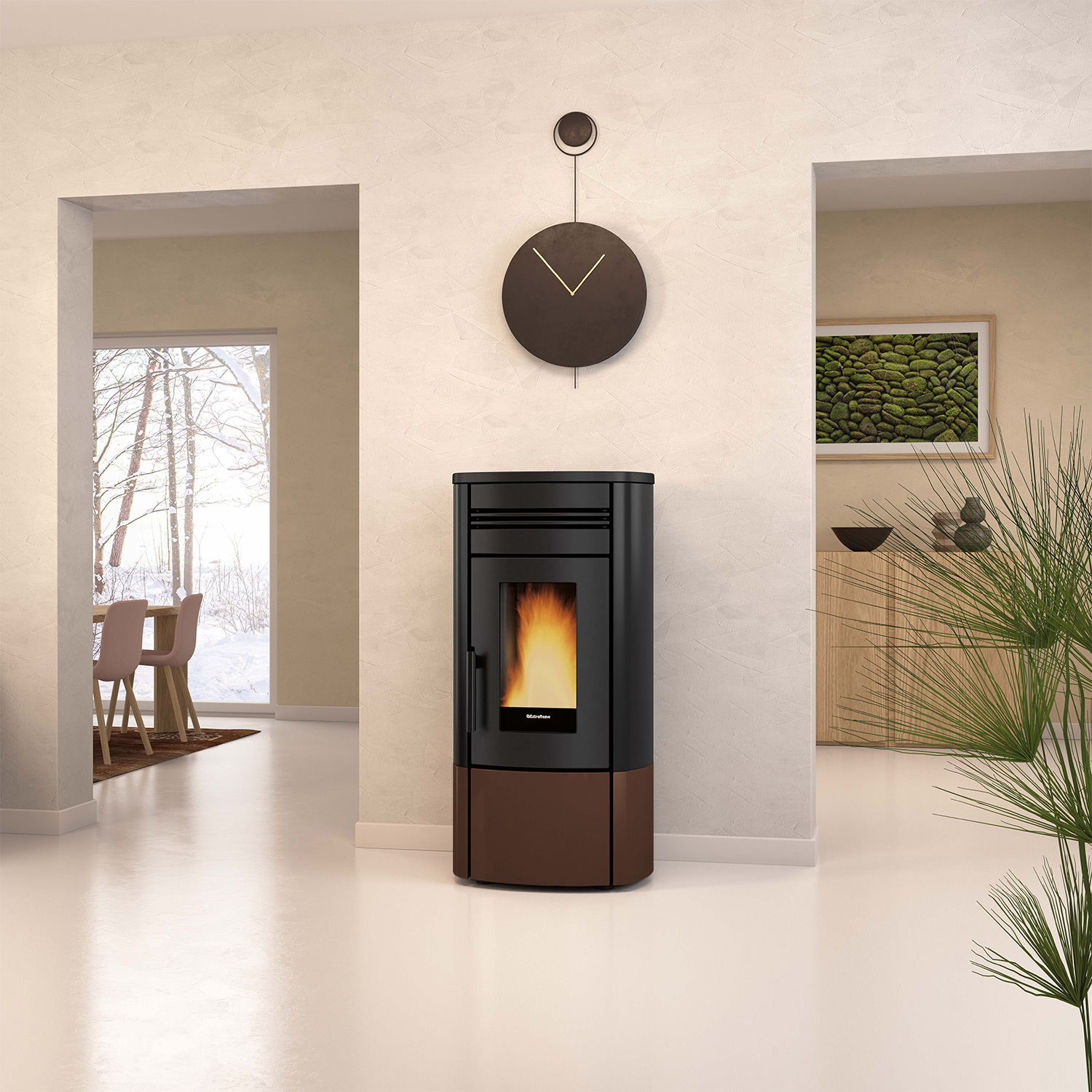 Extraflame Evolution Line Noris poêle à granulés acier bronze