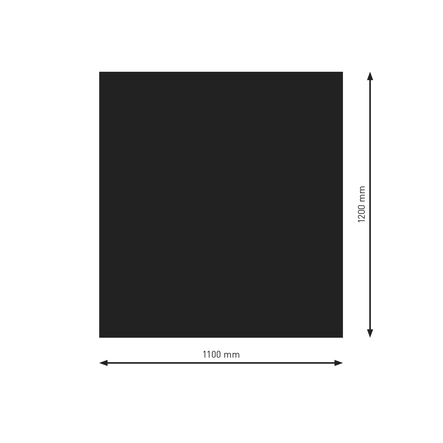 Plaque de base Raik Rectangulaire / Carré Noir revêtement en poudre 1200 x 1100 mm