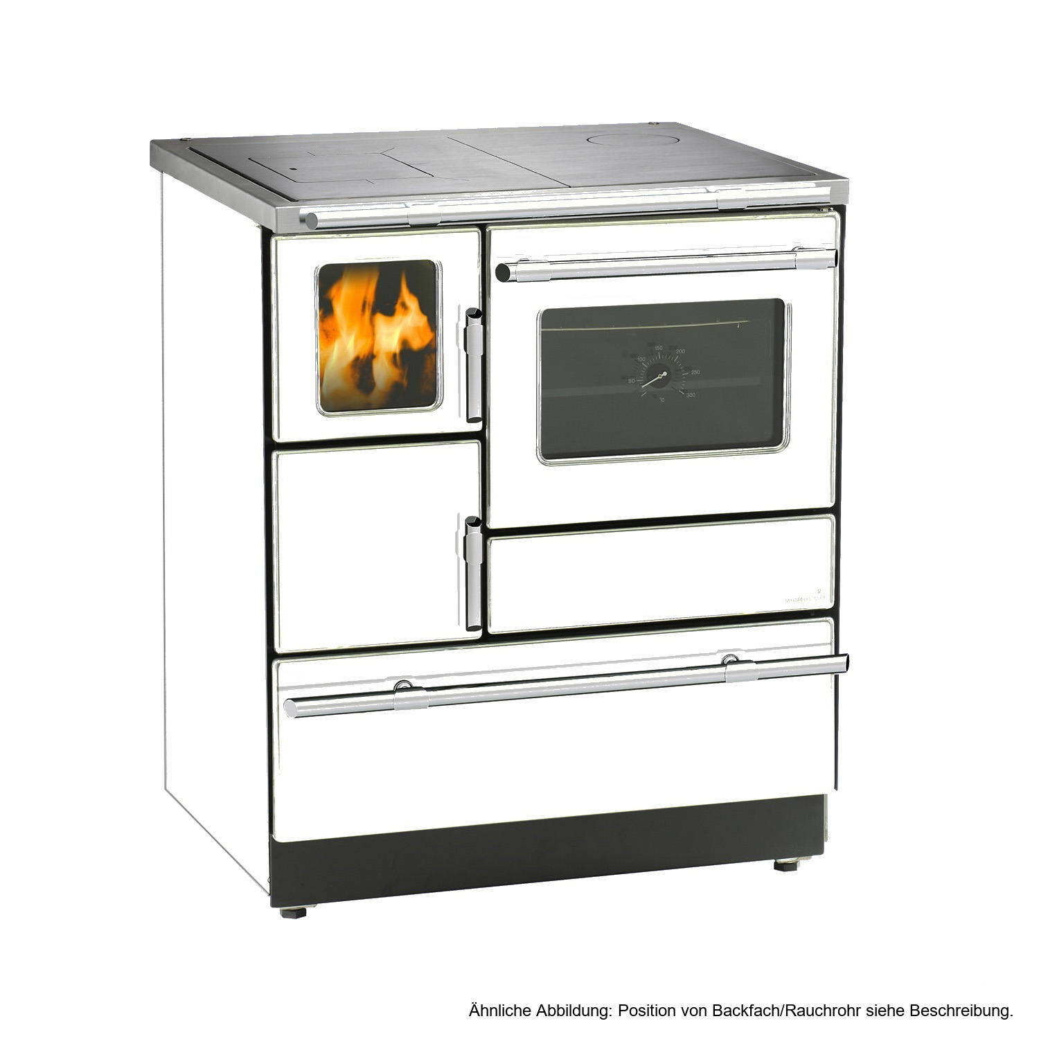 Wamsler K 128 F Cuisinière à bois à gauche blanc avec plaque en acier