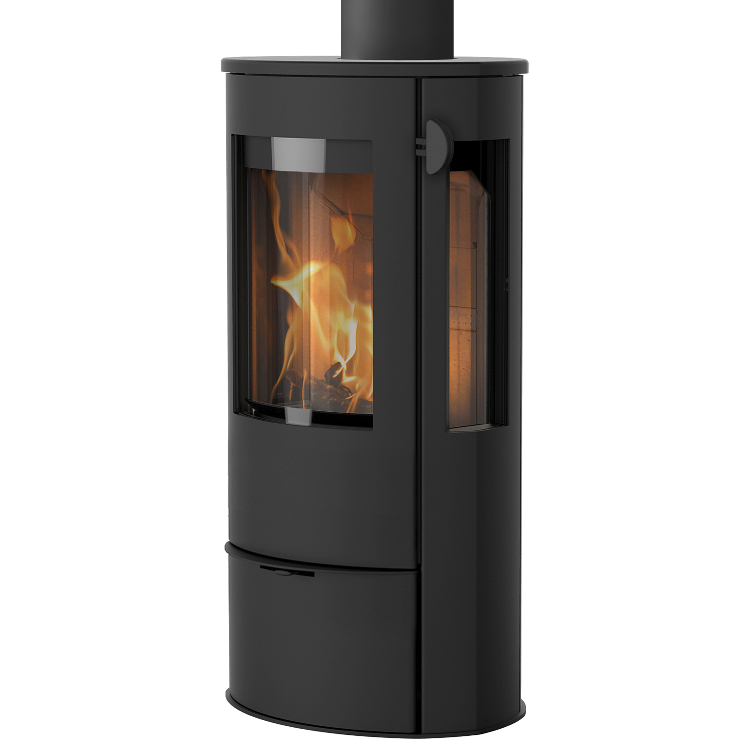 Poêle à bois Lotus Liva 5G Noir, évacuation des fumées par le haut