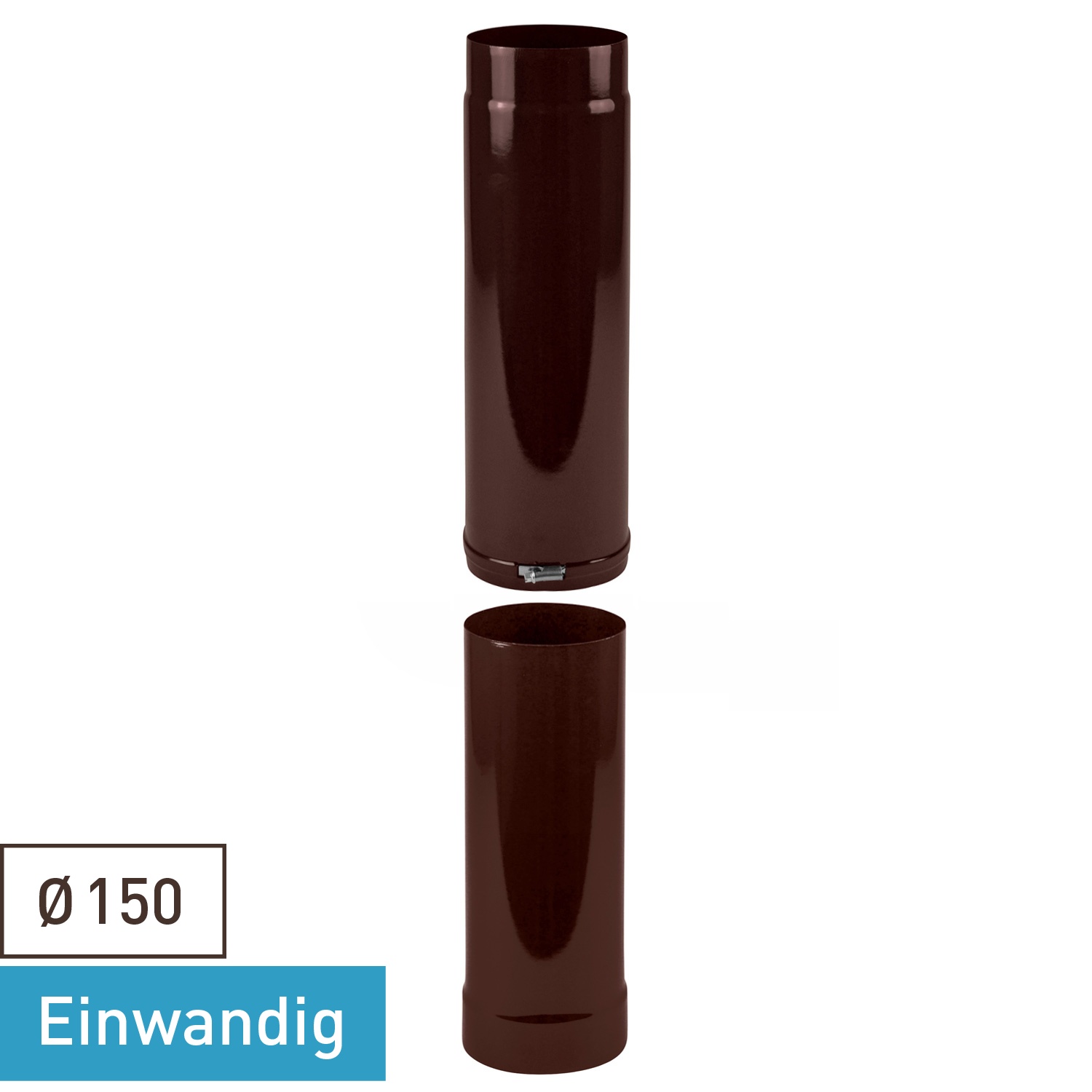 Raik Tuyau de Fumée / Tuyau de Poêle Émaillé 150mm - Tube Télescopique Marron