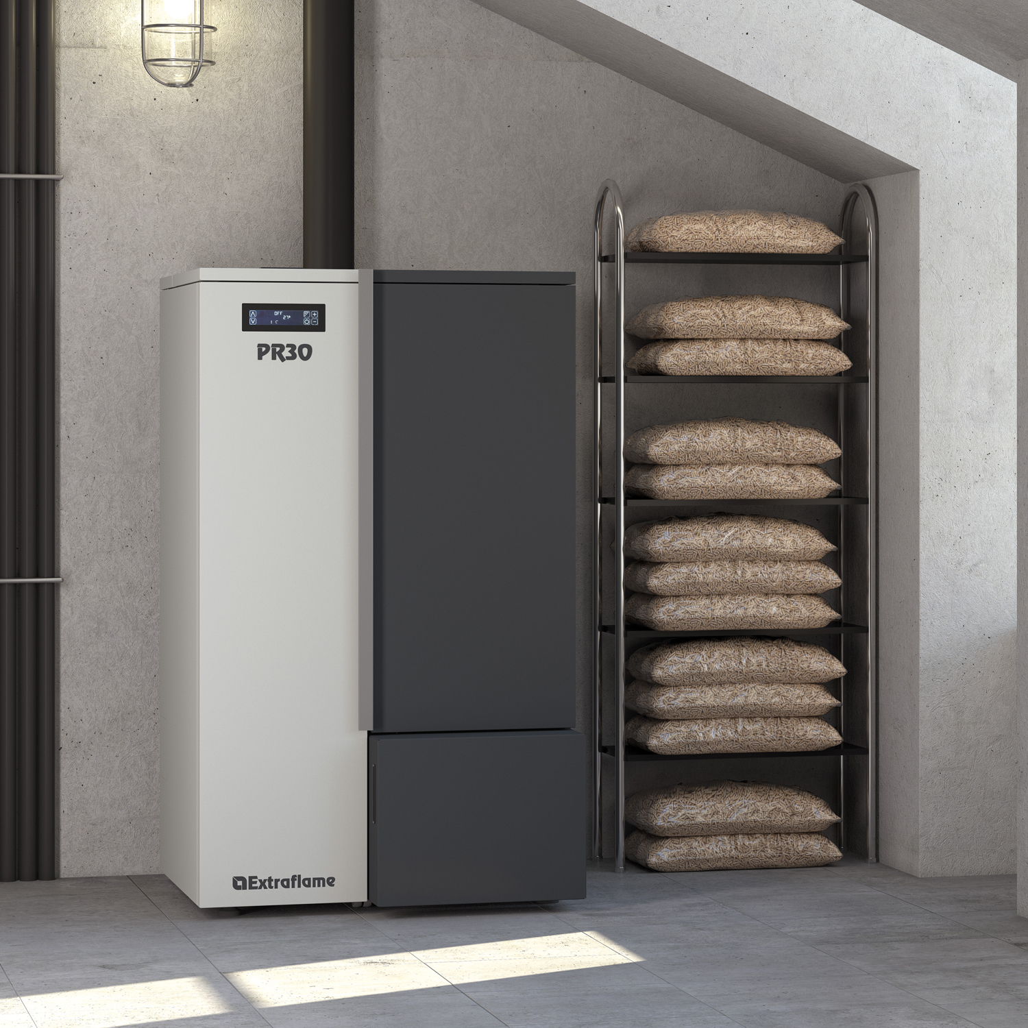Extraflame Evolution Line PR30 Chaudière à granulés Acier Blanc-Gris