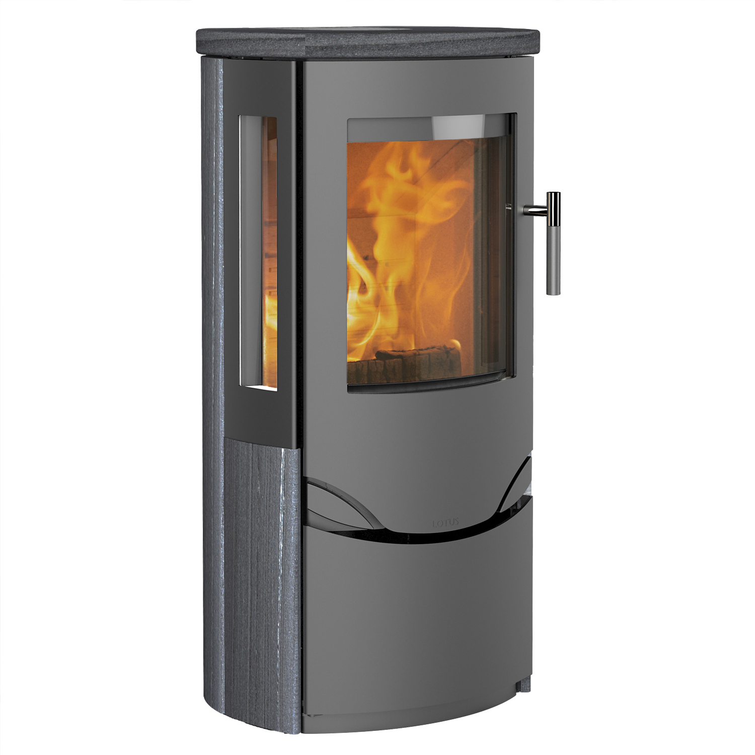 Poêle à bois Lotus Prio 6 gris, sortie de fumée à l'arrière