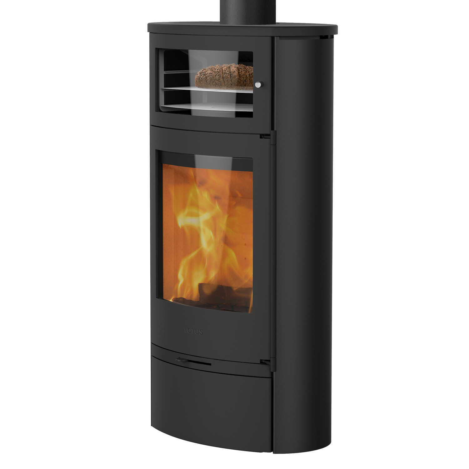 Lotus Jubilee 35 poêle à bois avec compartiment de maintien au chaud noir