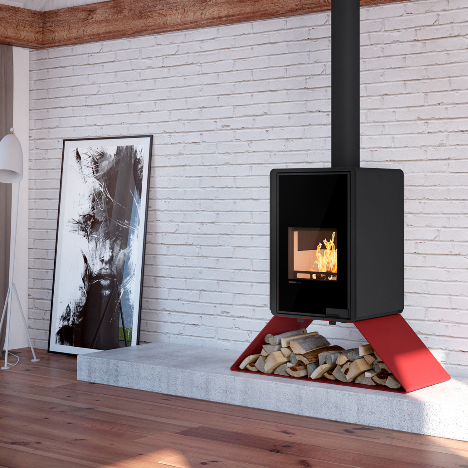 Poêle à bois HS Flamingo Deluxe Senai Rouge