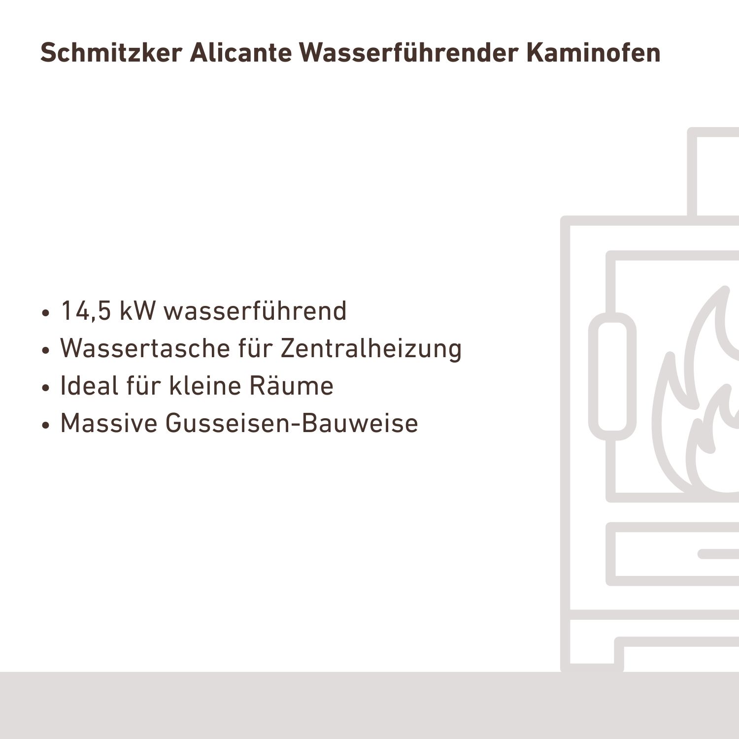 Schmitzker Alicante Poêle à bois avec circulation d'eau Noir Base