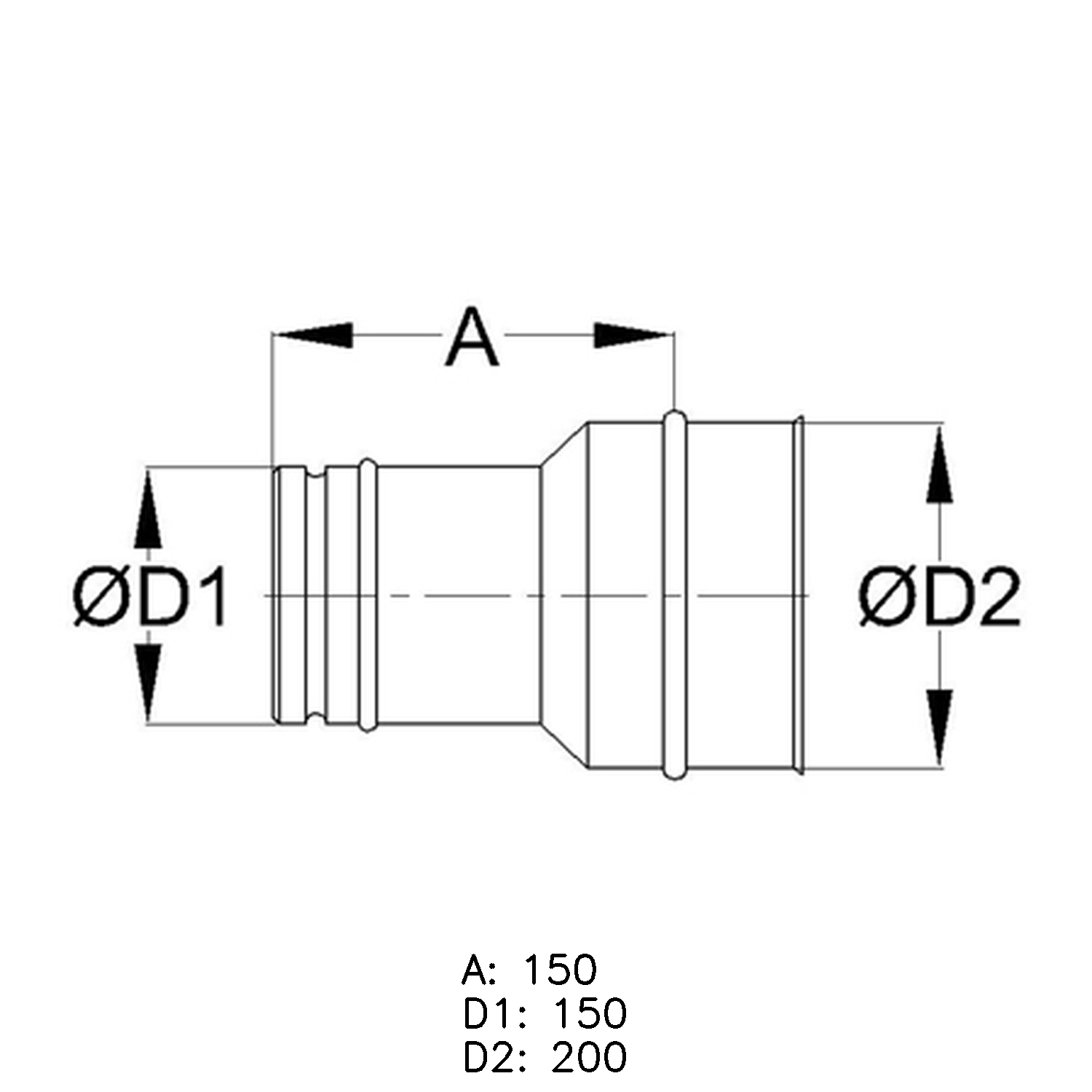 Schiedel extension PPL simple paroi 150mm - 200mm mat