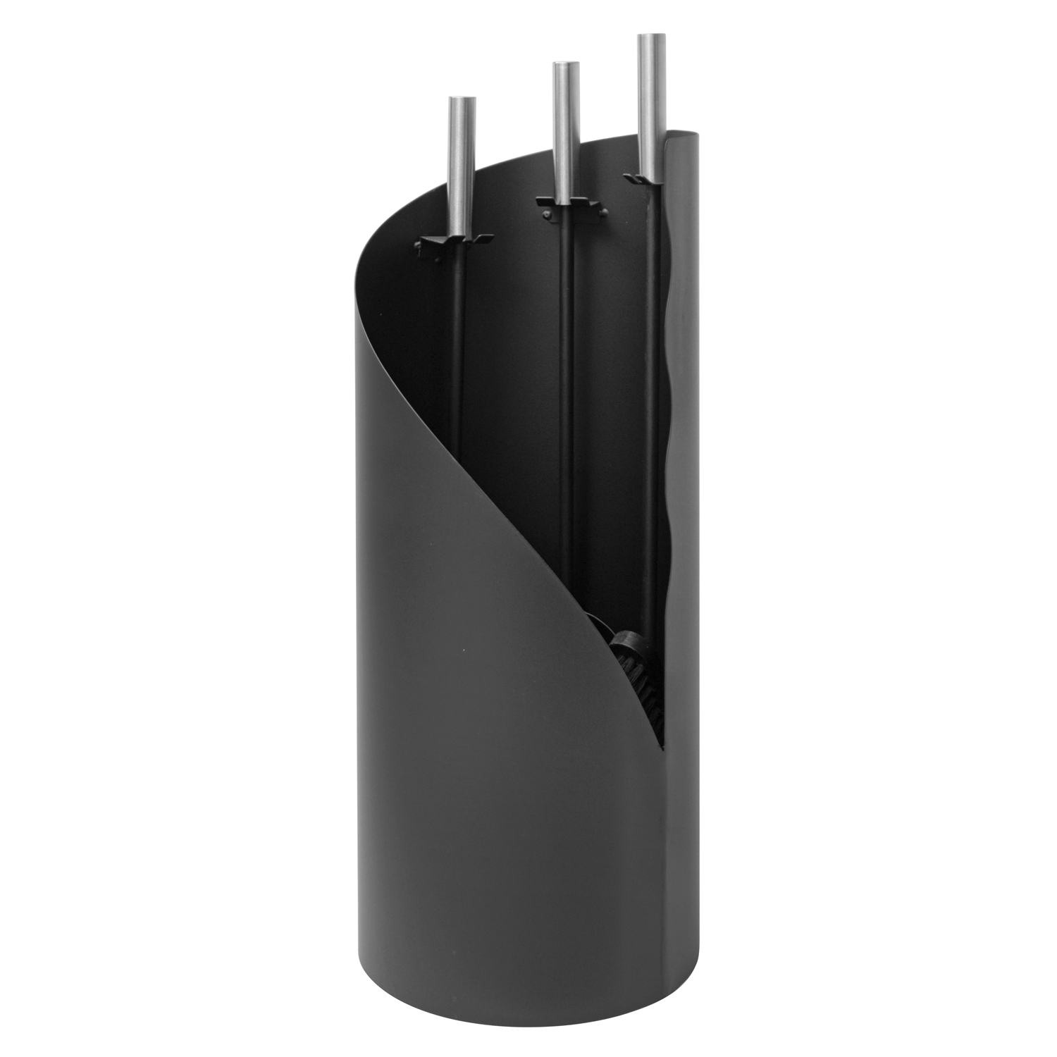Raik Ensemble d'outils de cheminée Fritz, 3 pièces, noir, poignées en acier inoxydable, 61 cm