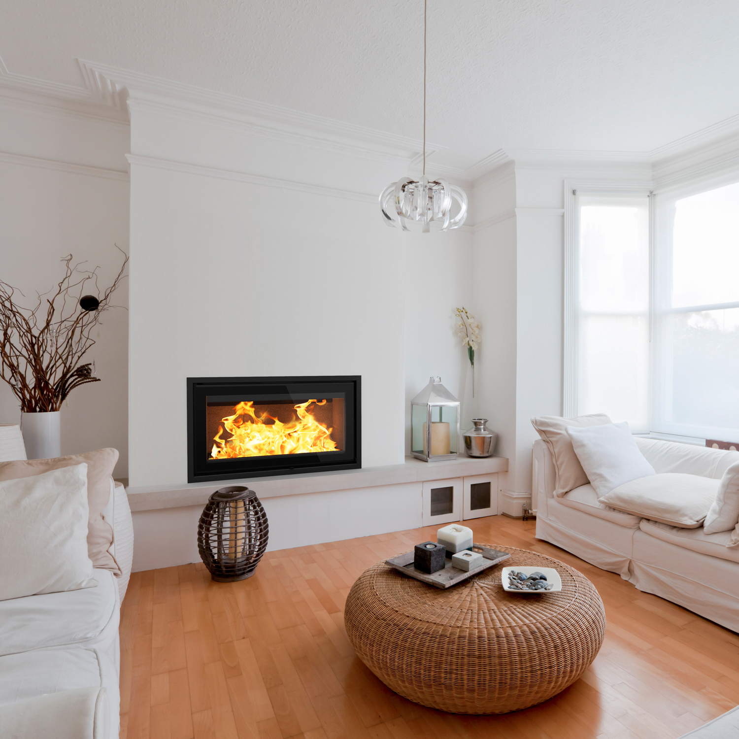 Dovre Vista 802C/V2 insert de cheminée à bois avec plaques de vermiculite dans le foyer