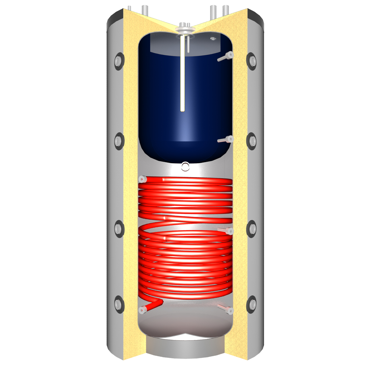 Aquaflam 25 Basic Crème Poêle à bois hydraulique Ensemble complet + Réservoir tampon TPSM 1000