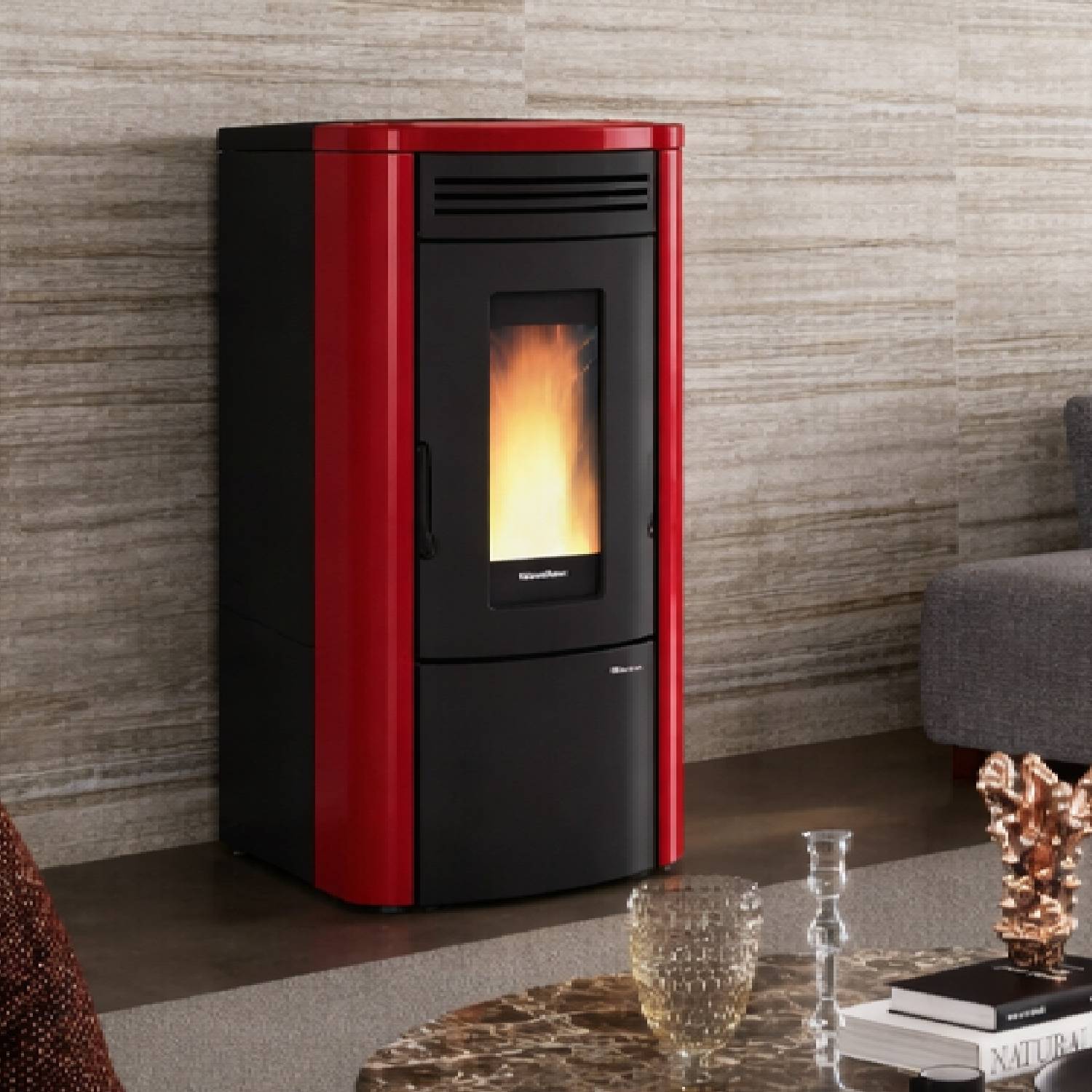 Extraflame COSTANZA IDRO 5.0 - Rouge bordeaux poêle à granulés bouilleur