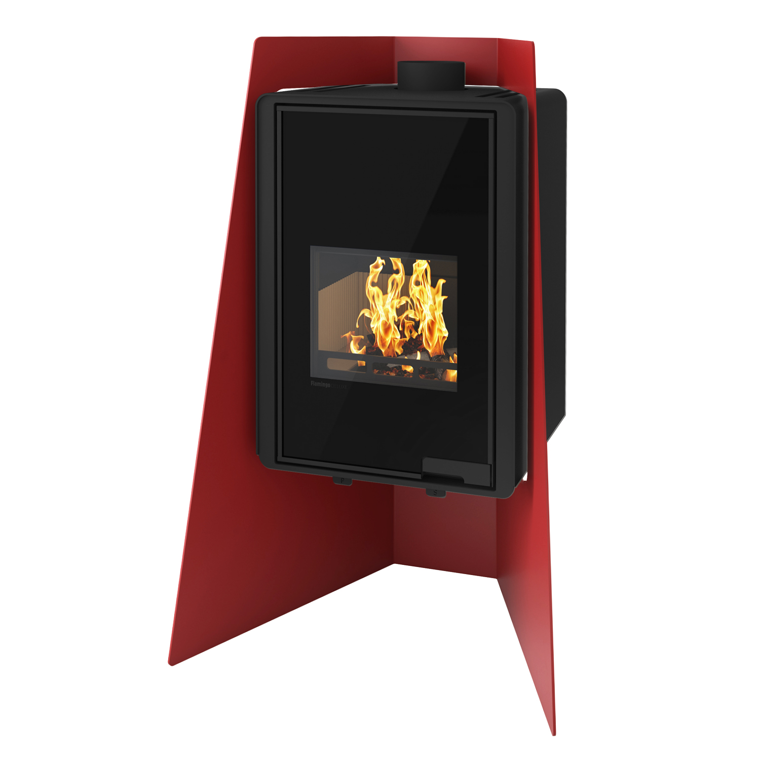 Poêle à bois HS Flamingo Deluxe Island Rouge