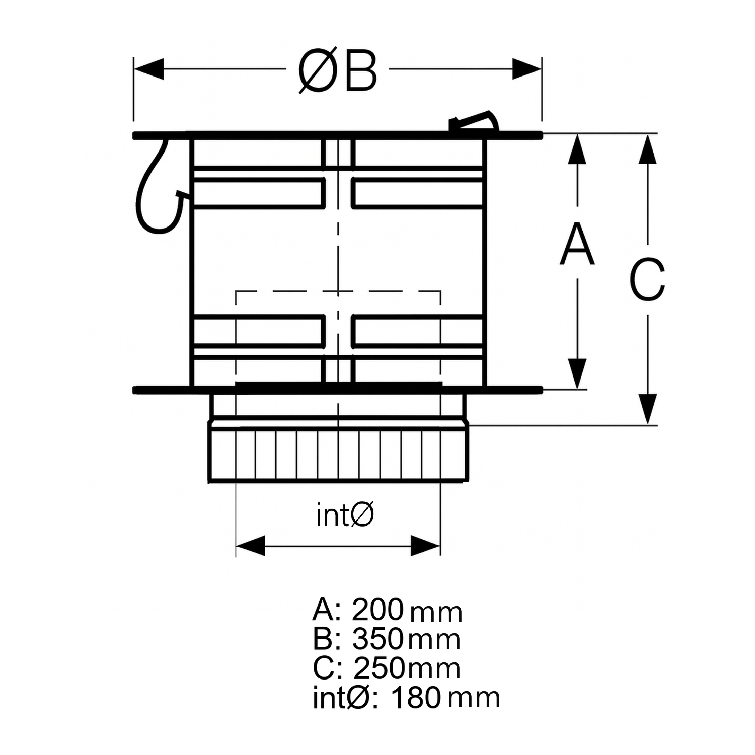 Schiedel chapeau pare-pluie ICS AntiSplash, couvercle rabattable, Ø180 mm, double paroi, finition brillante