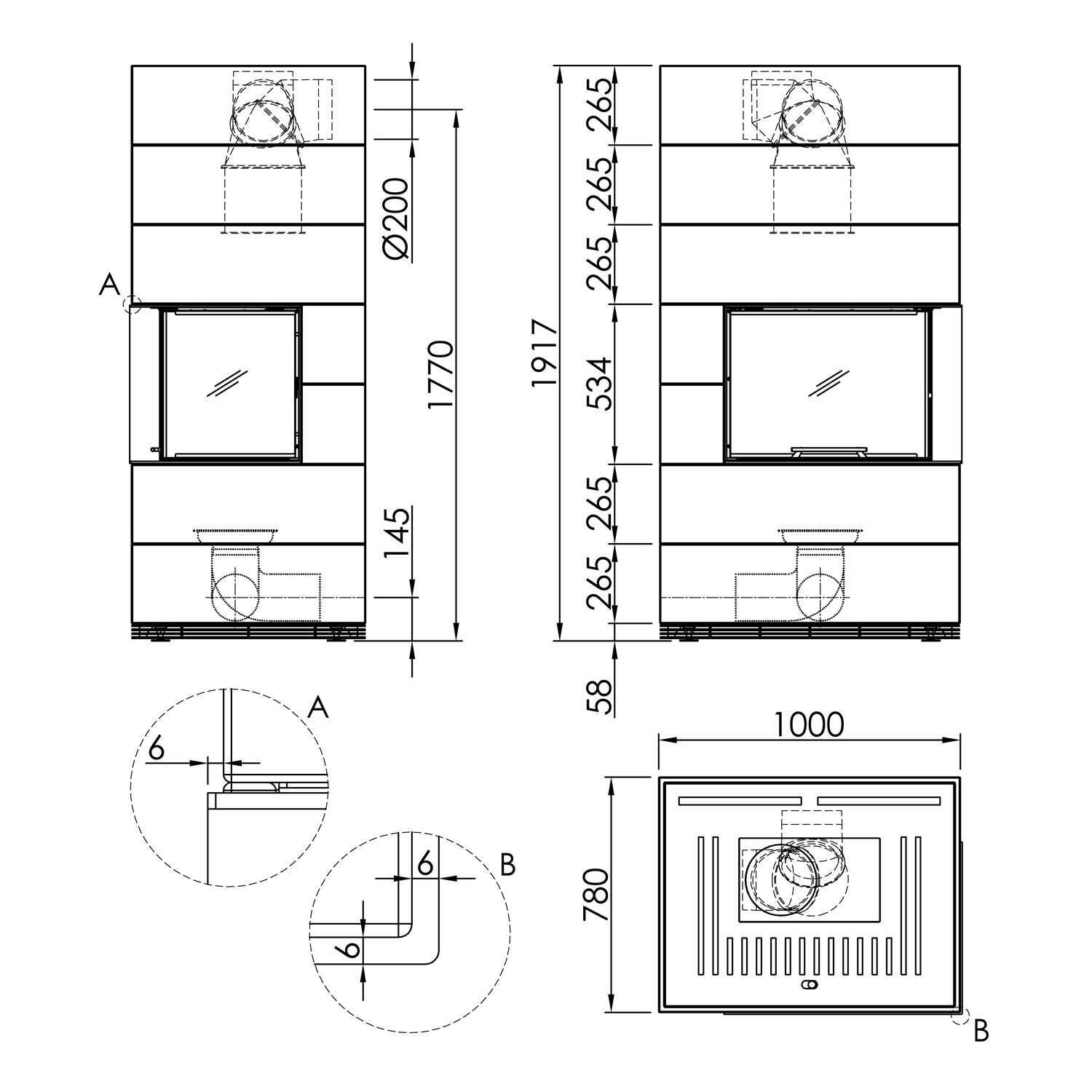 Kit de cheminée Spartherm SIM 2/3 Varia 2Rh-4S Nature