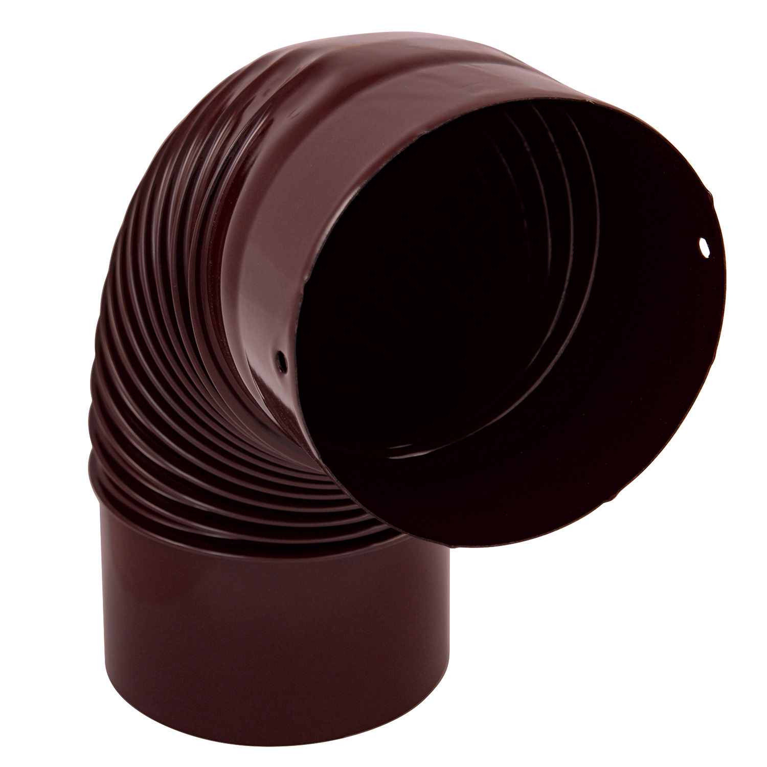 Coude de conduit de fumée / Coude de tuyau de poêle émaillé 150 mm - Coude à 90° nervuré marron avec ouverture de nettoyage