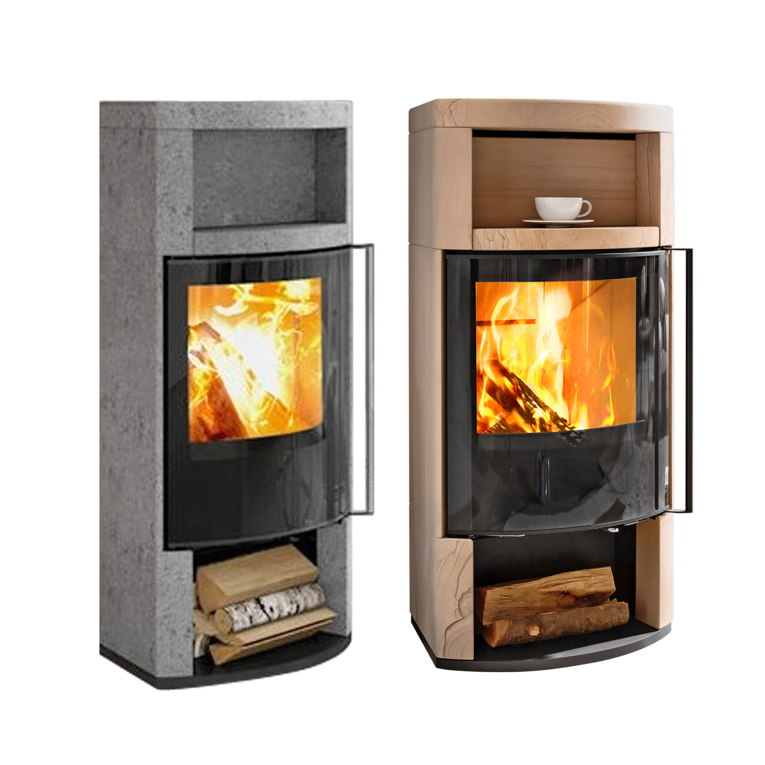 Spartherm Moro RLU Poêle à bois en pierre de sable Sahara + 1 m³ de bois de chauffage gratuit