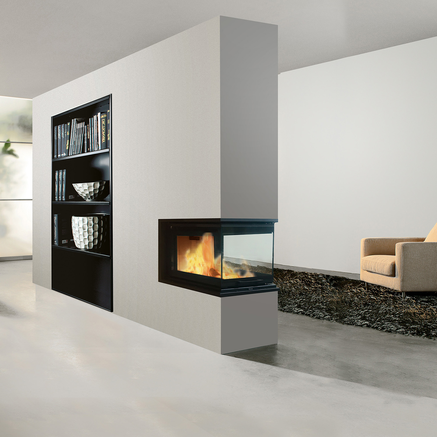 Edilkamin Windo3 50 insert de cheminée à bois avec foyer blanc