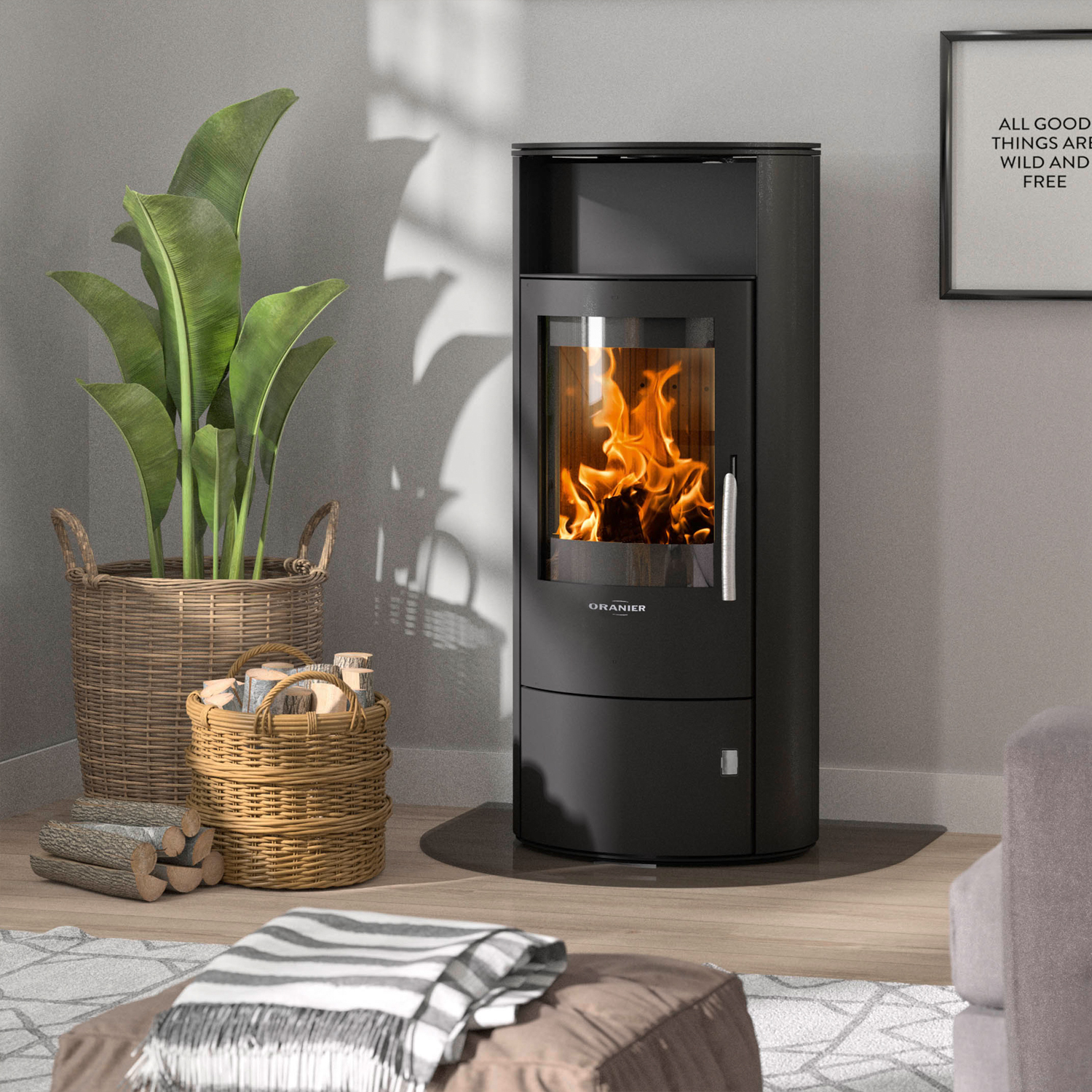 Oranier Polar 7 2.0 Poêle à bois Acier Noir